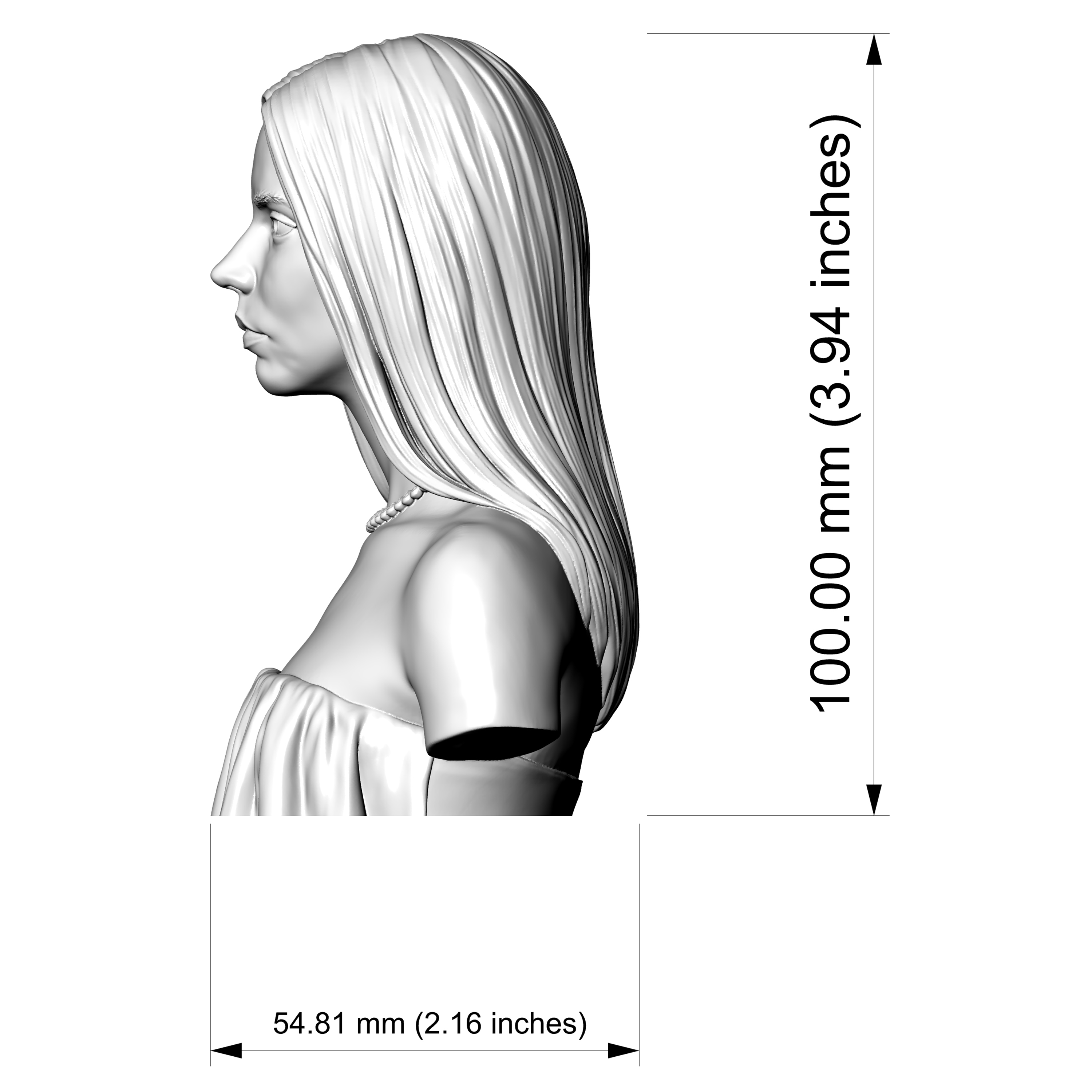 Anya Taylor-Joy Portrait Bust 3D Model