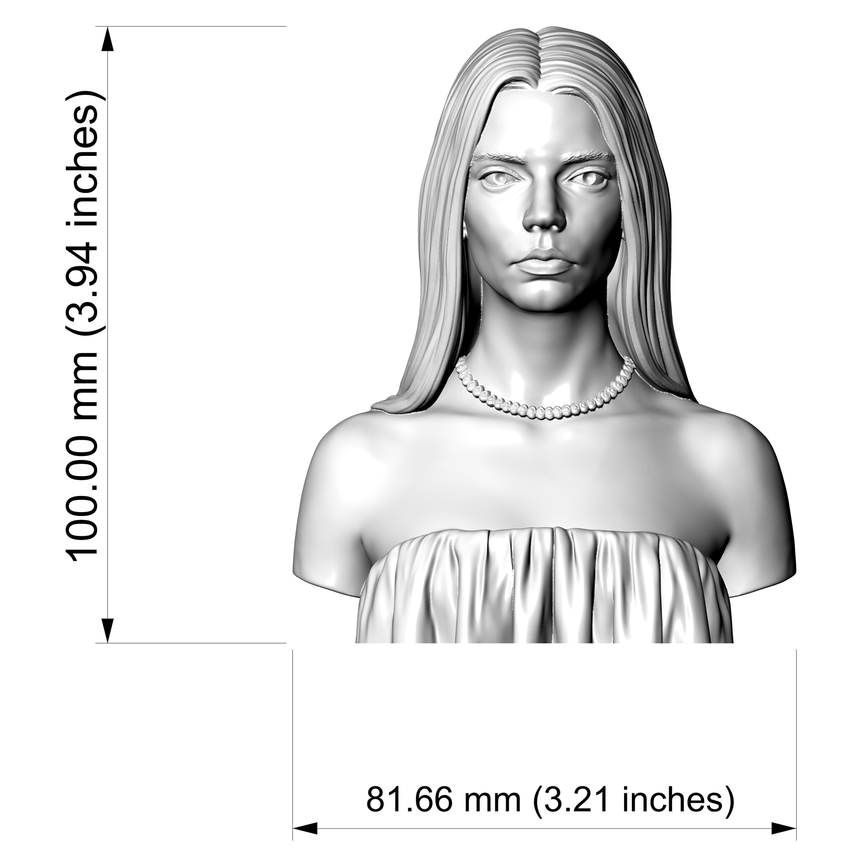 Anya Taylor-Joy Portrait Bust 3D Model