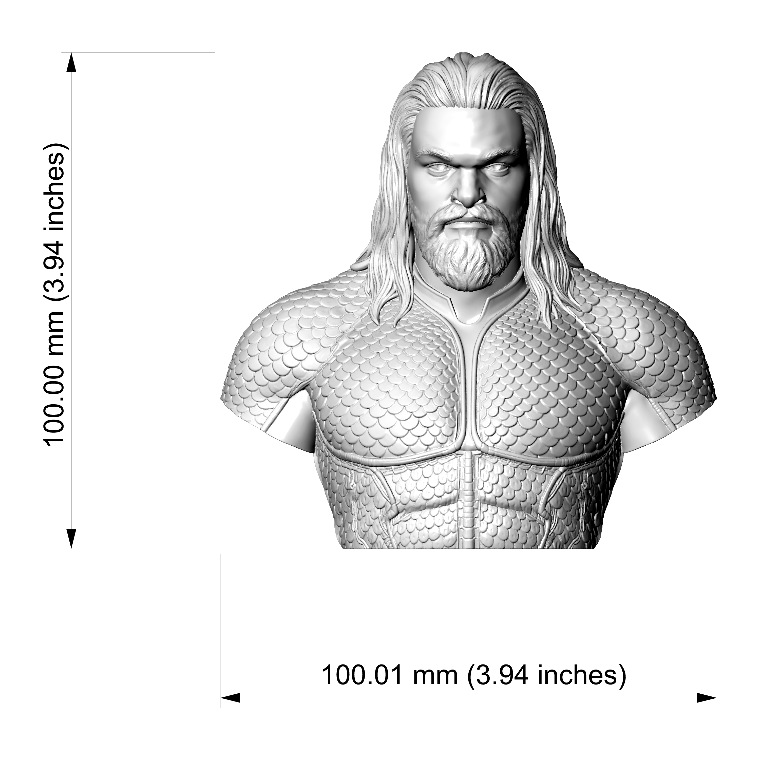 Aquaman 3D Printable Bust 3D Model