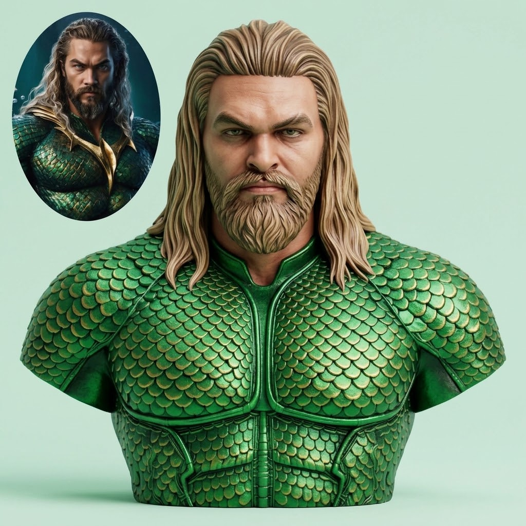 Aquaman 3D Printable Bust 3D Model