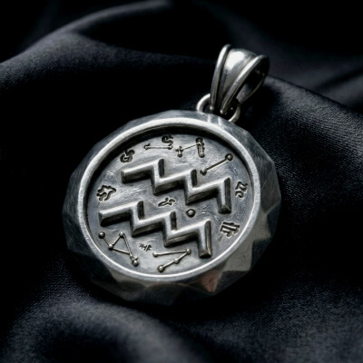Aquarius “Faceted Zodiac MedallionPendant