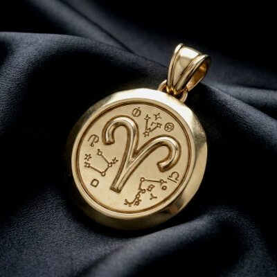 Aries “Faceted Zodiac MedallionPendant