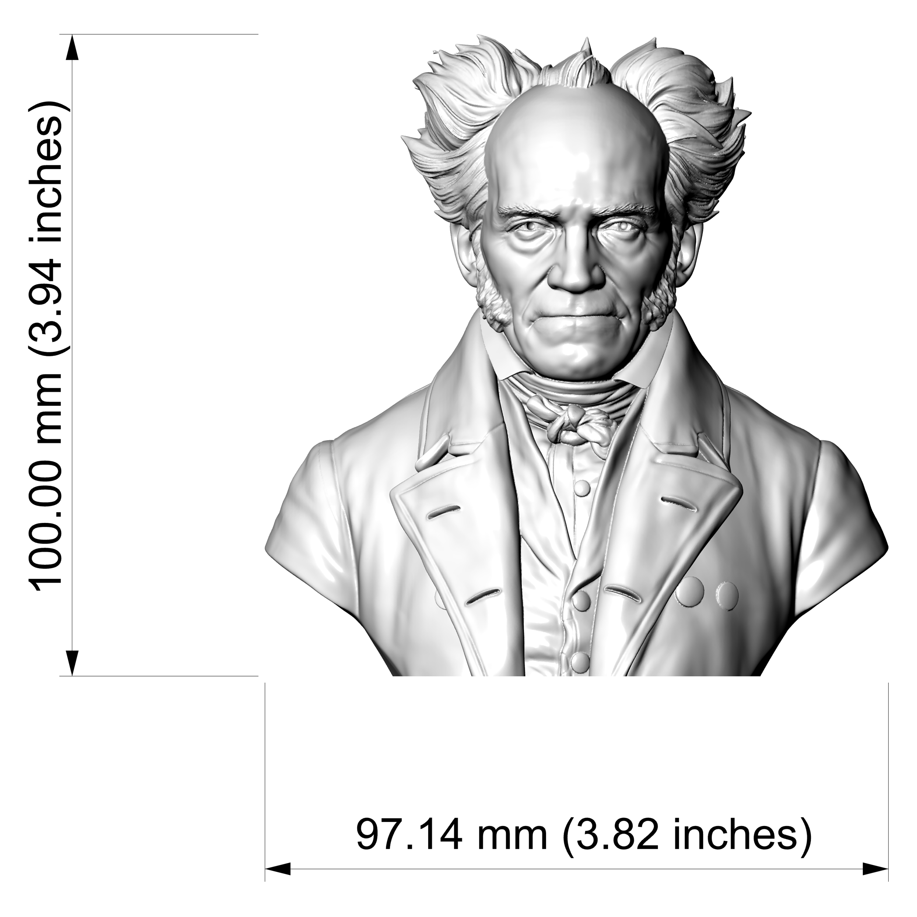 Arthur Schopenhauer Bust 3D Printable 3D Model