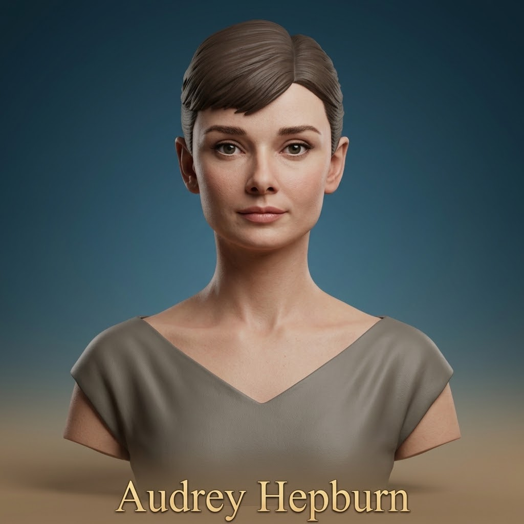 Audrey Hepburn 3D Printable Bust 3D Model