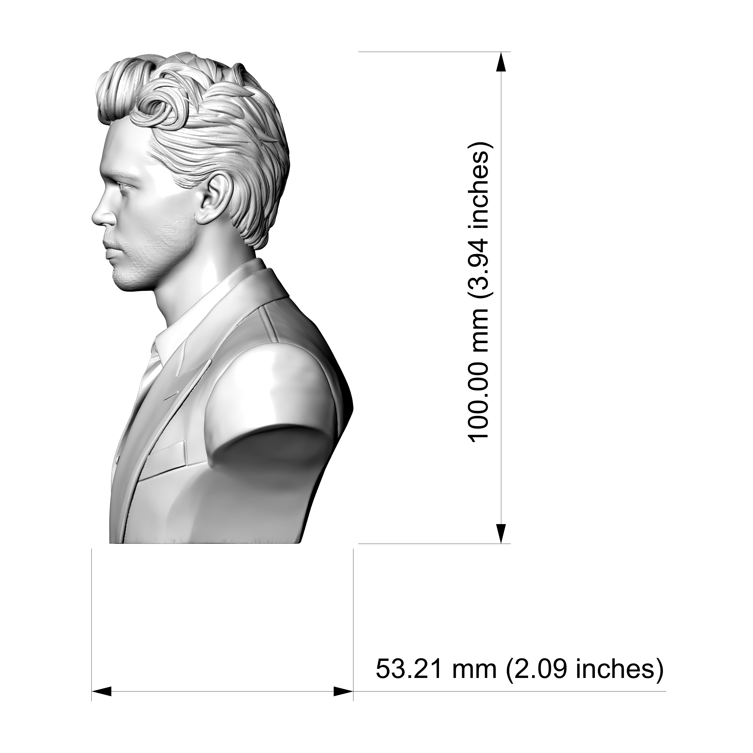 Austin Butler 3D Printable Bust 3D Model