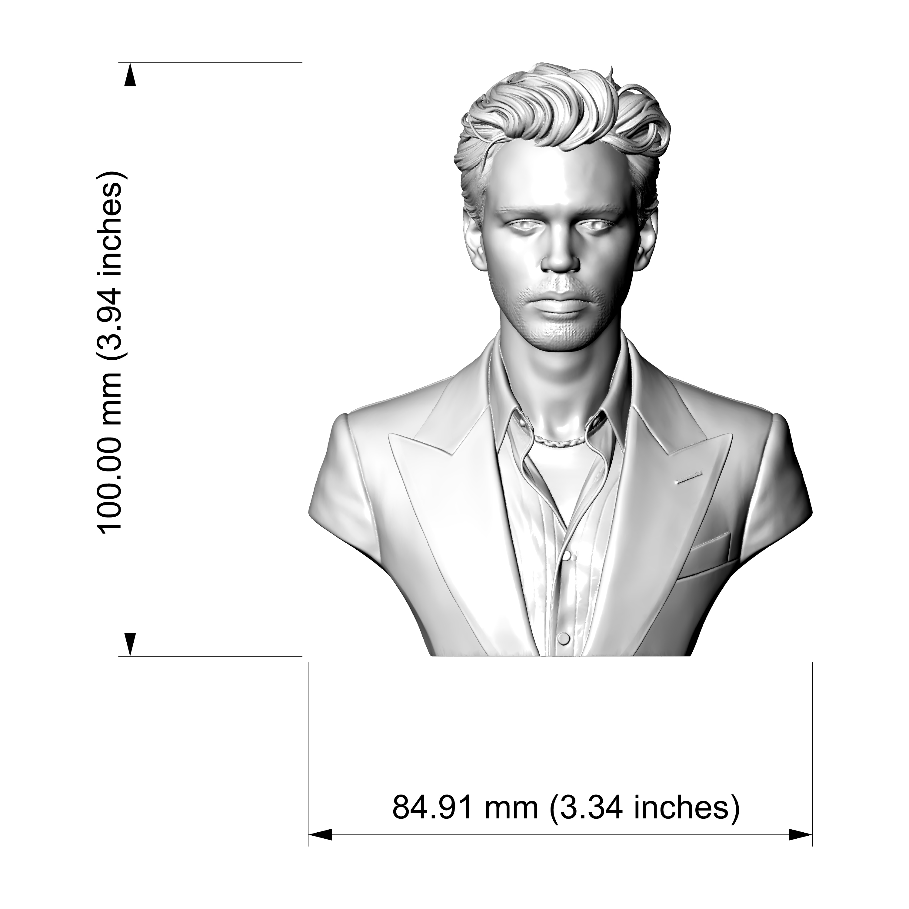 Austin Butler 3D Printable Bust 3D Model