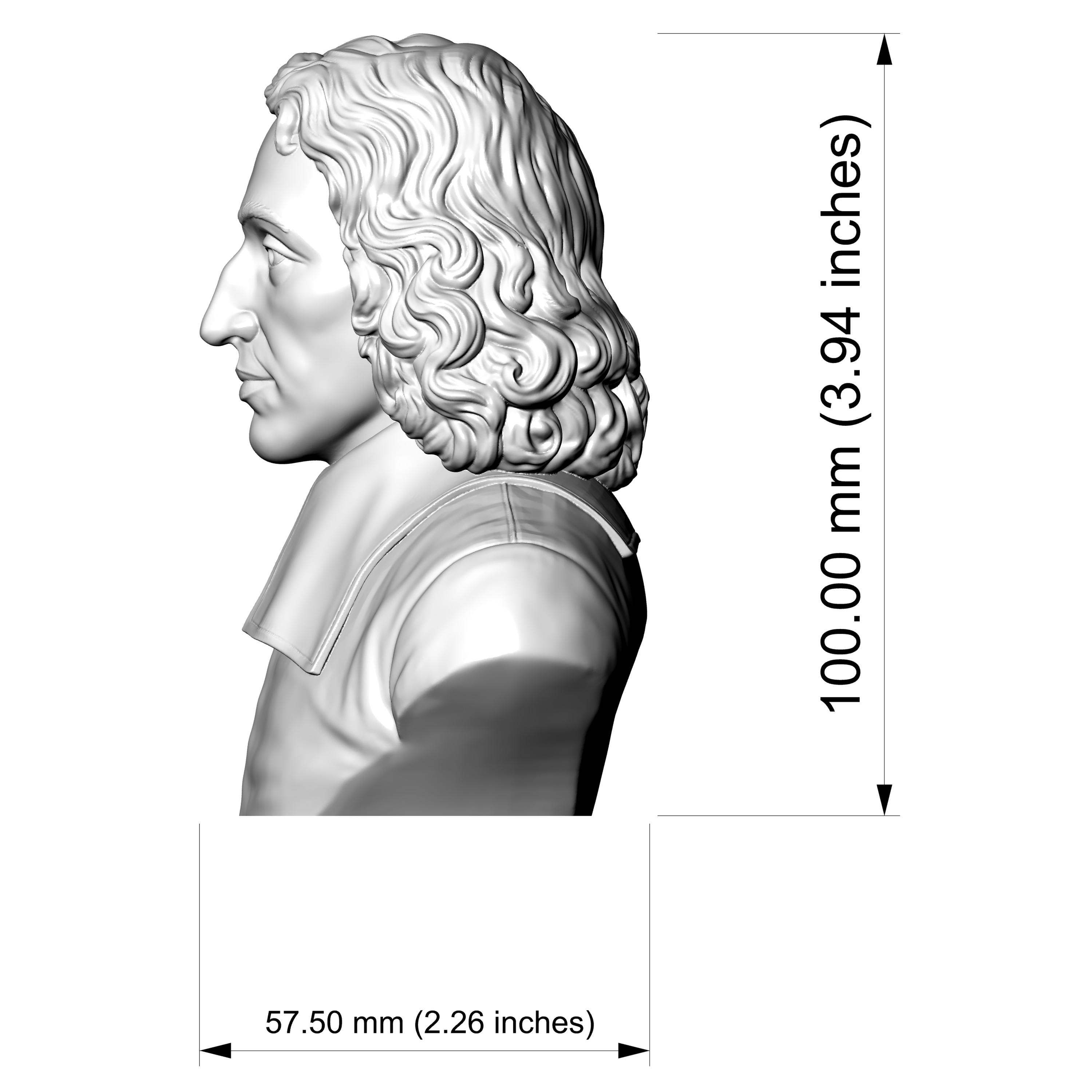 Baruch Spinoza Bust 3D Printable 3D Model