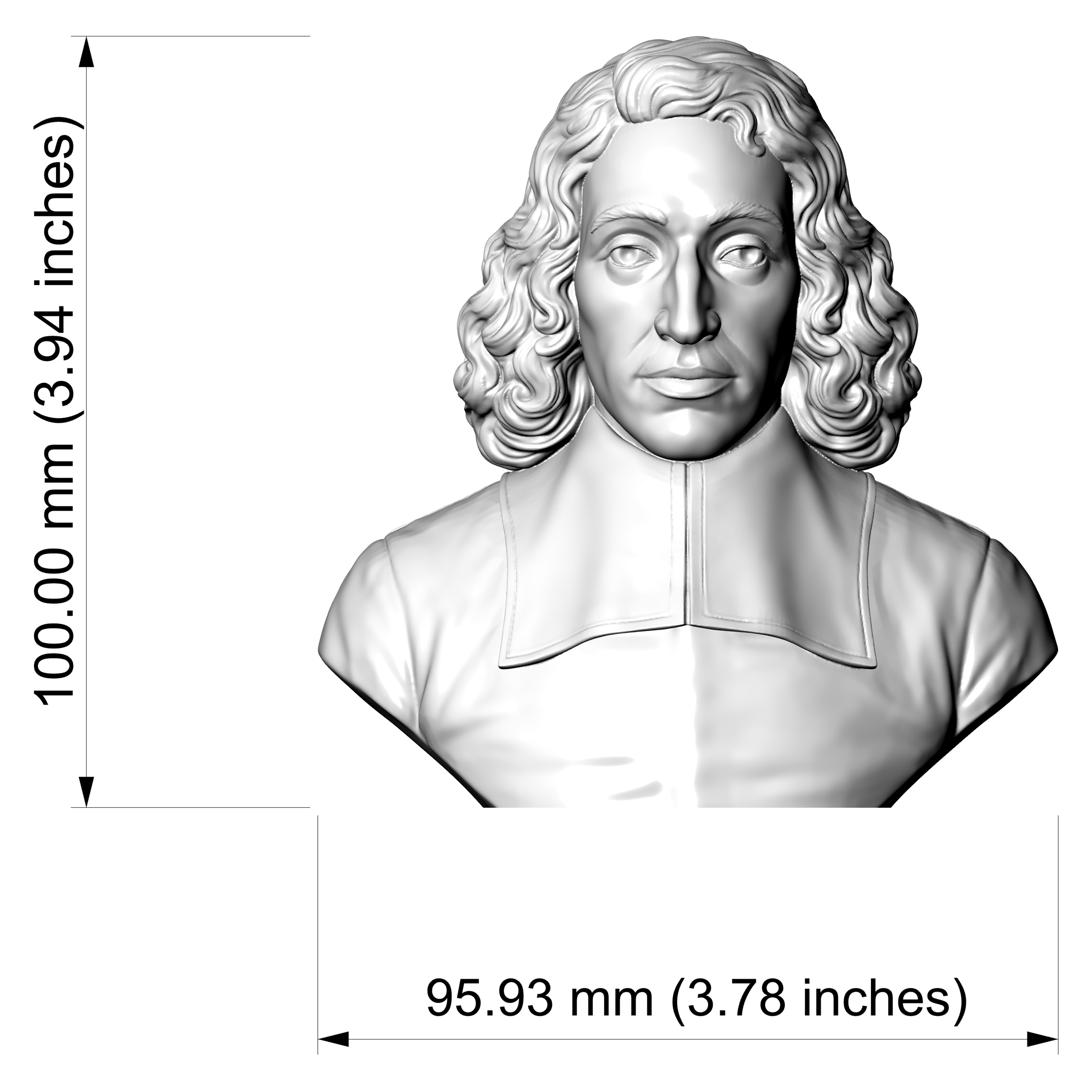 Baruch Spinoza Bust 3D Printable 3D Model