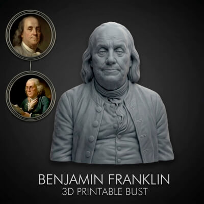 Benjamin Franklin 3D Printable Bust