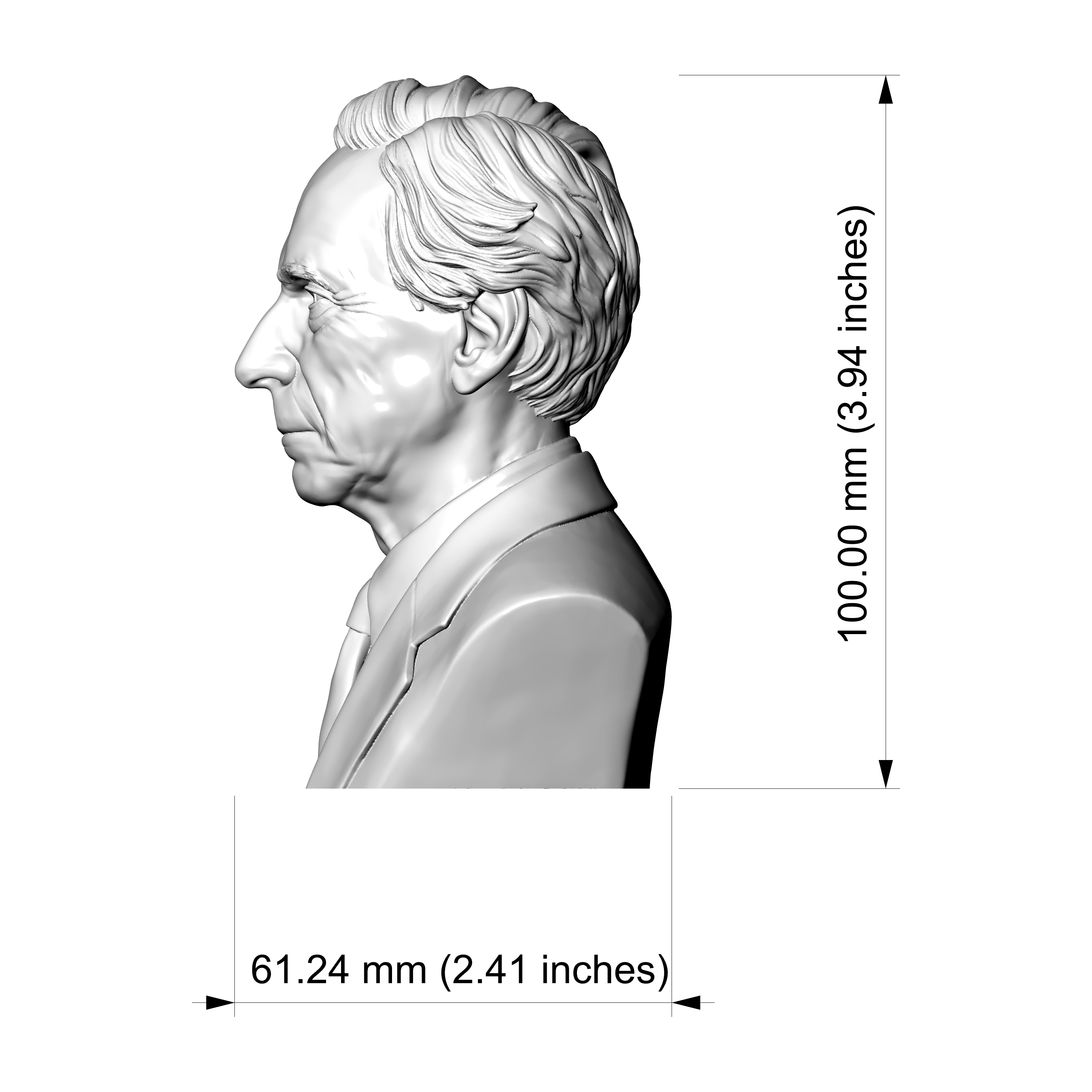 Bertrand Russell 3D Printable Bust 3D Model