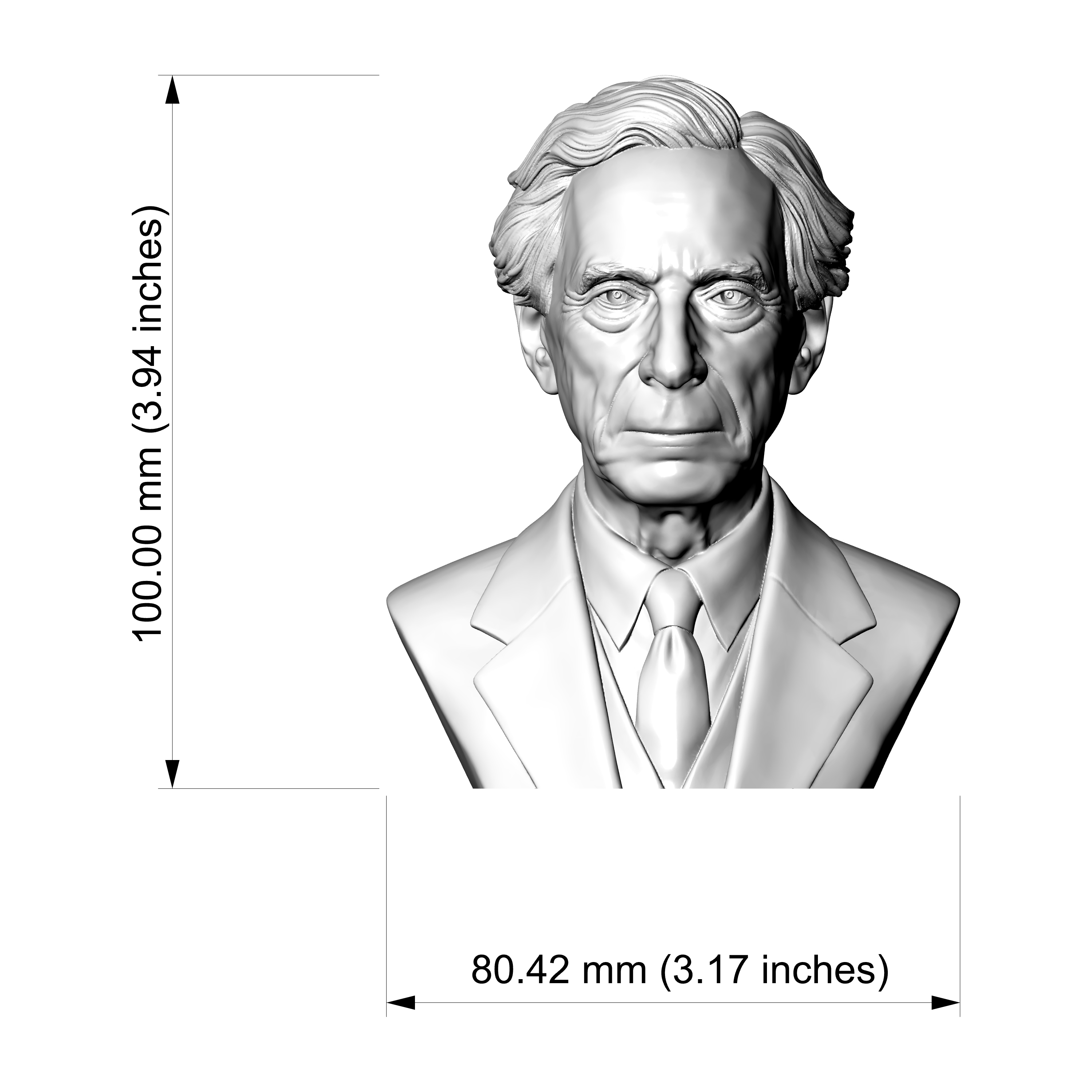 Bertrand Russell 3D Printable Bust 3D Model
