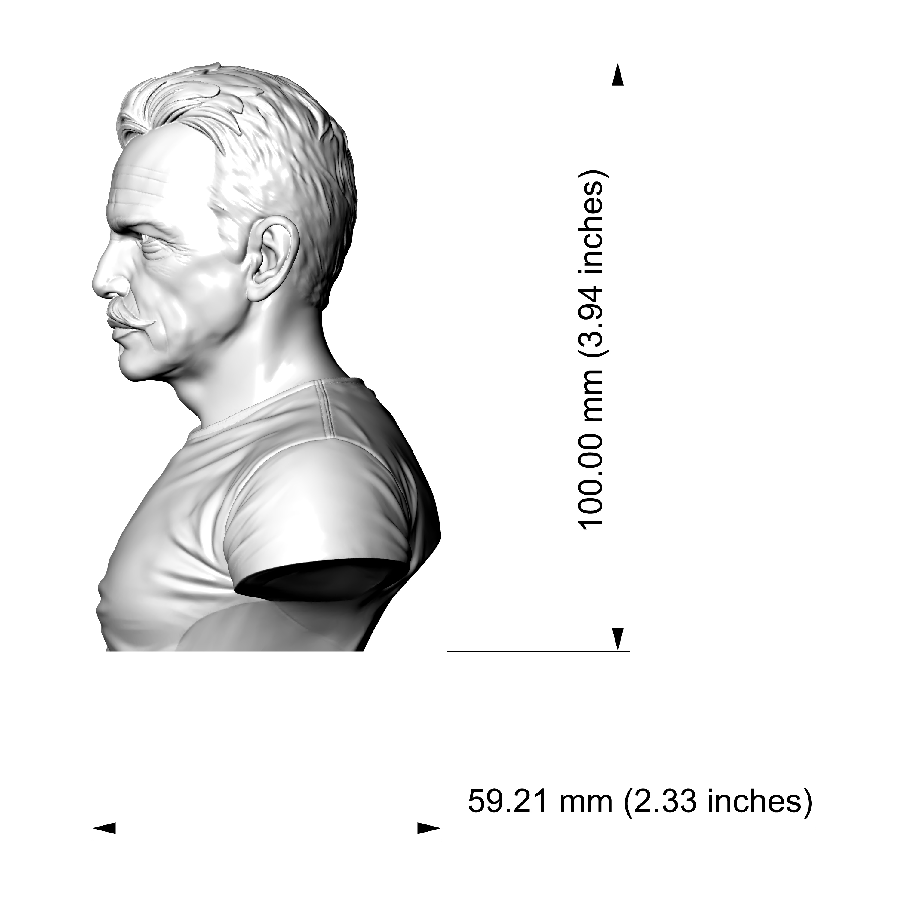 Billy Bob Thornton 3D Printable Bust 3D Model