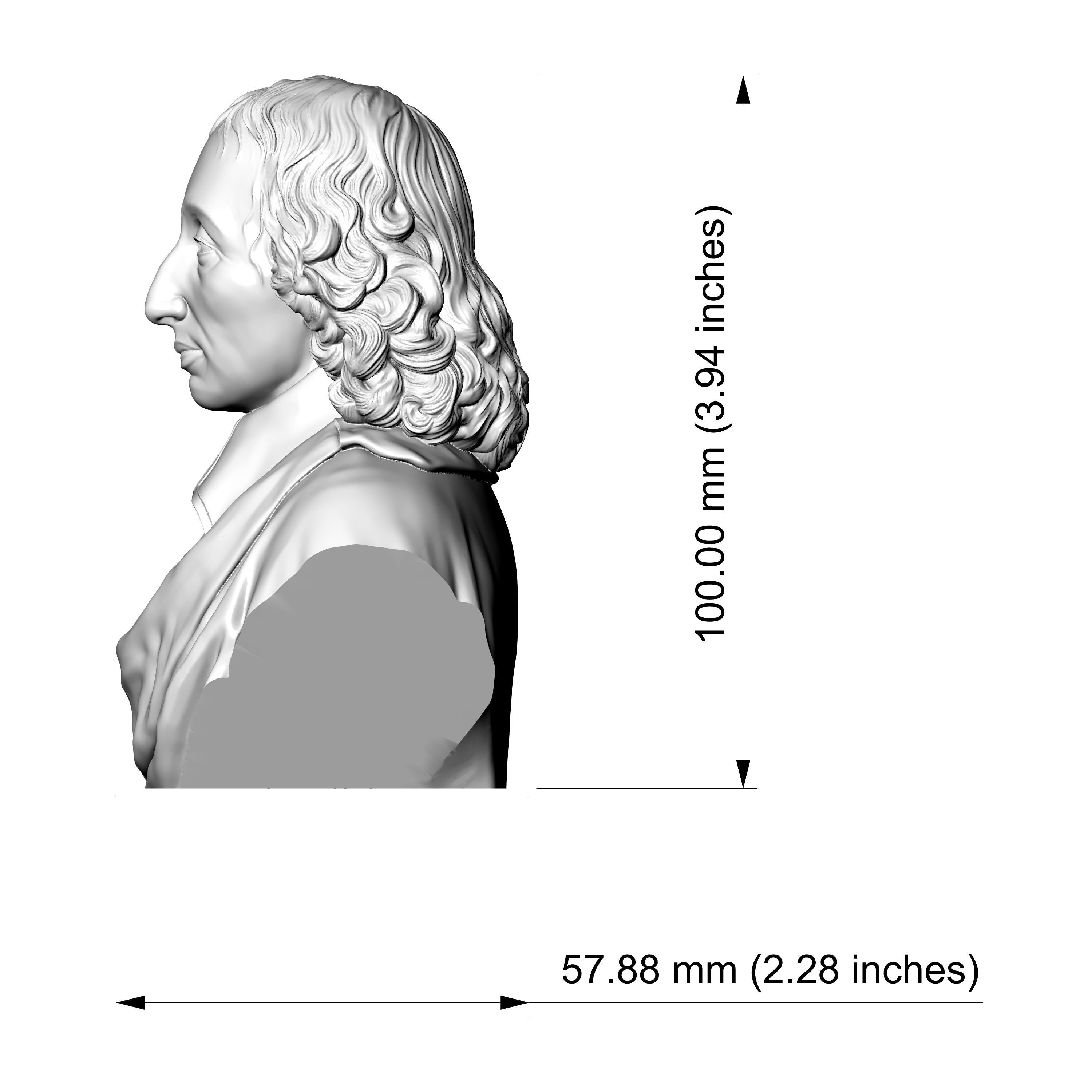 Blaise Pascal 3D Printable Bust 3D Model