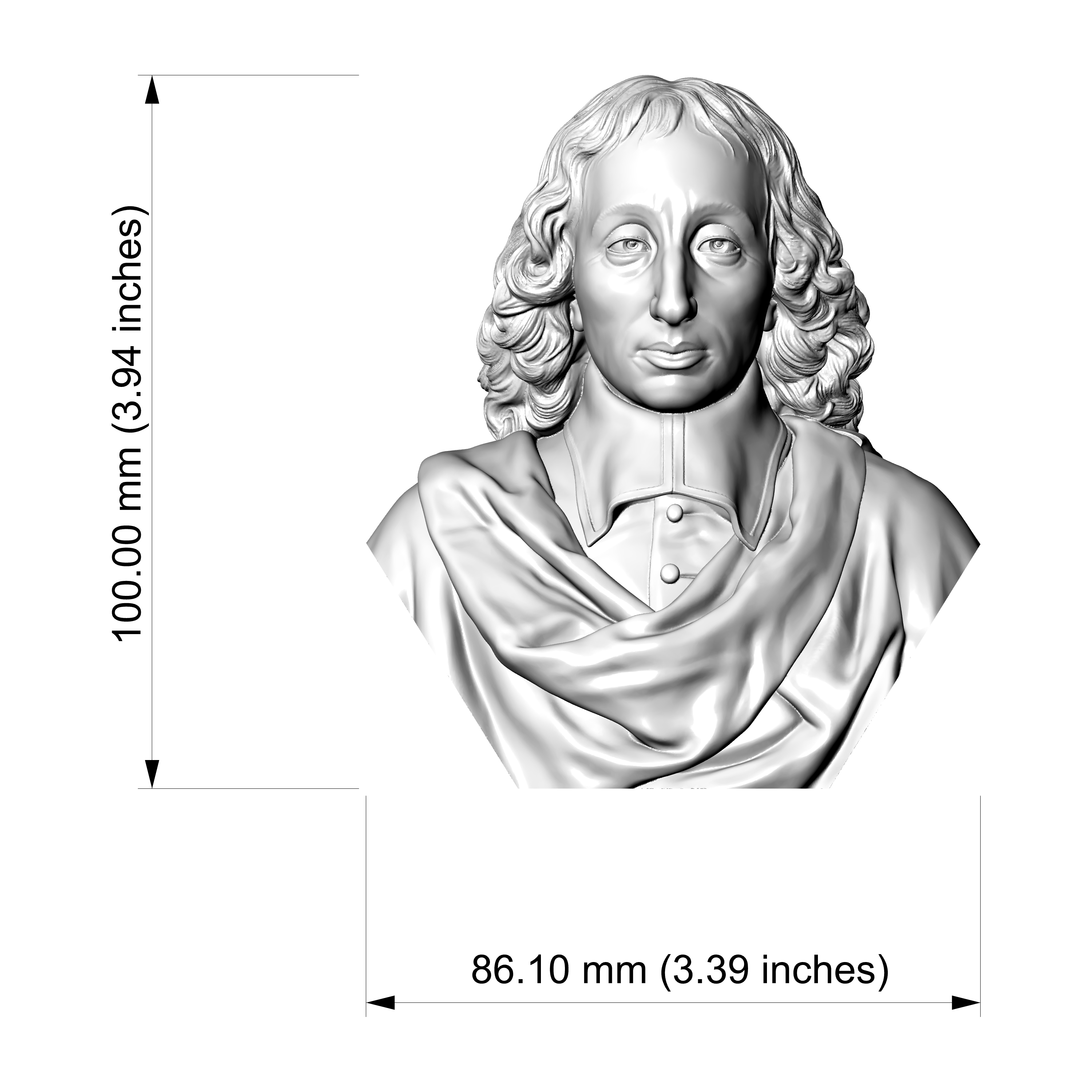 Blaise Pascal 3D Printable Bust 3D Model