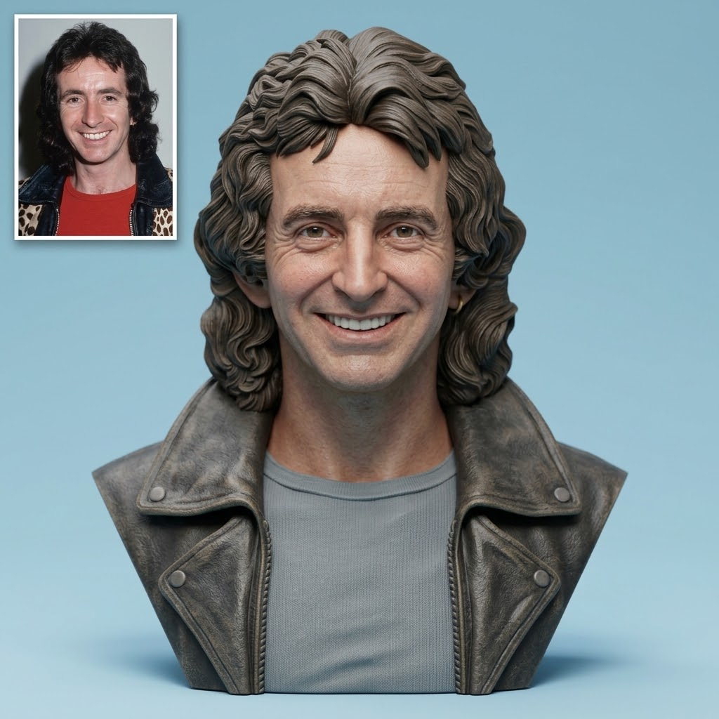 Bon Scott 3D Printable Bust 3D Model