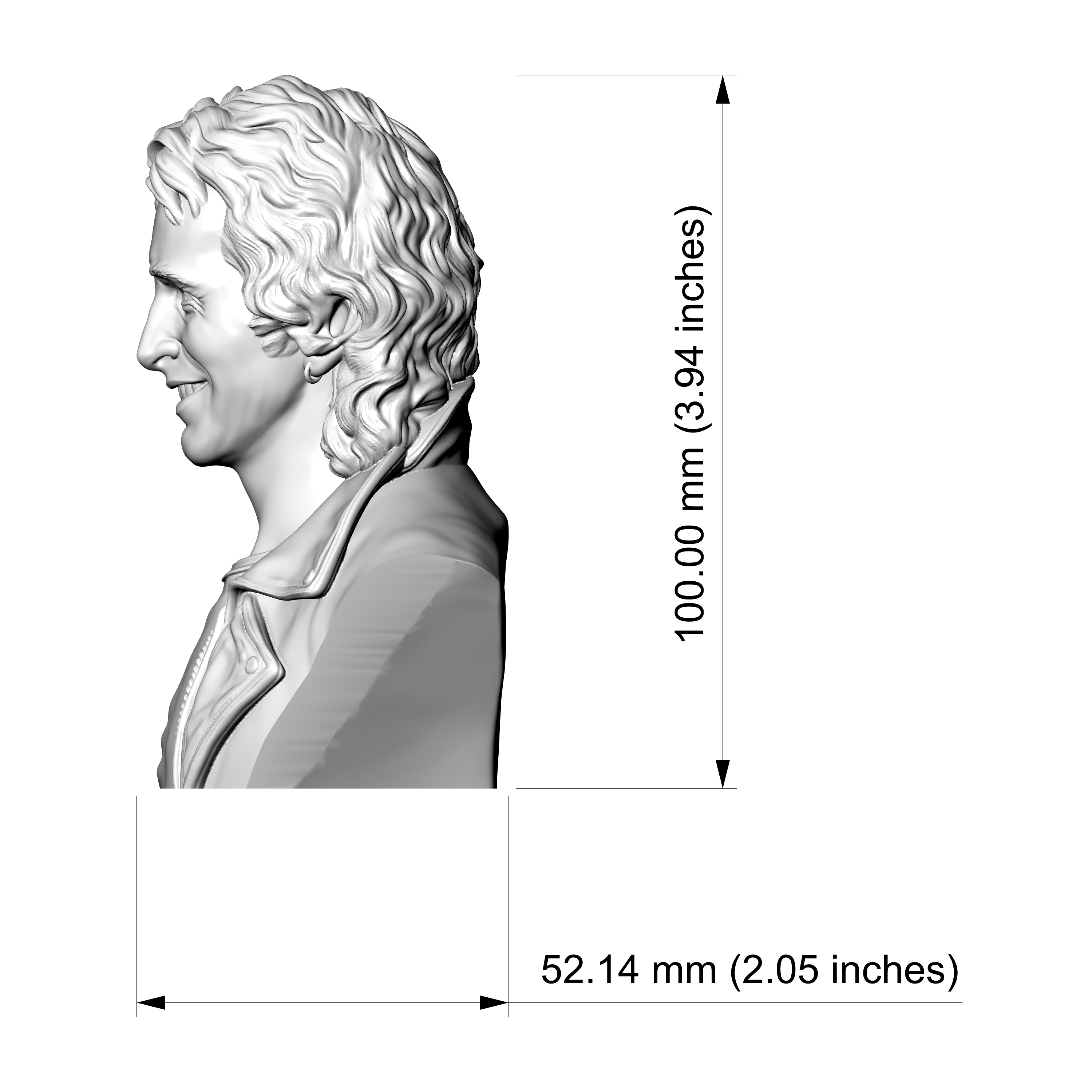 Bon Scott 3D Printable Bust 3D Model