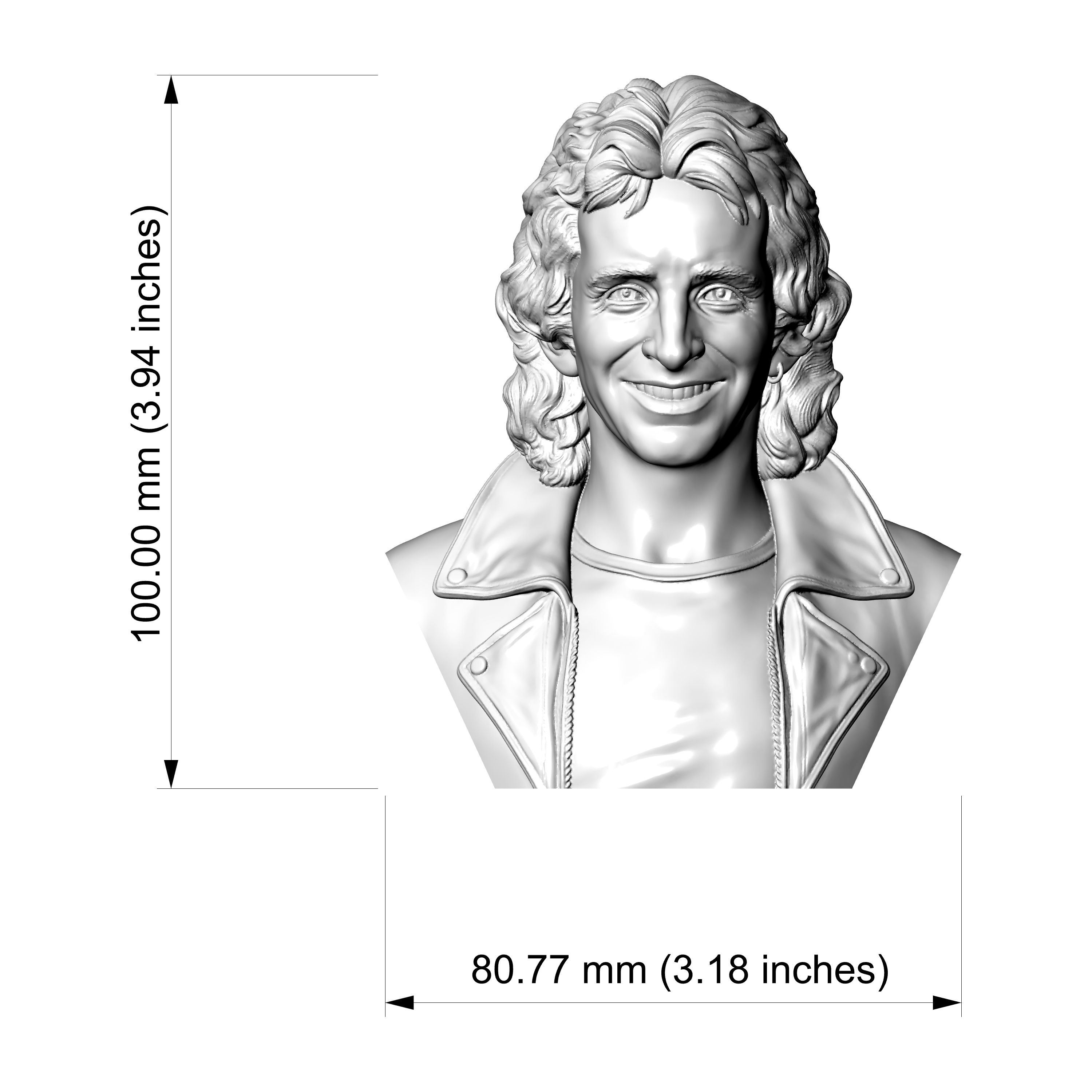 Bon Scott 3D Printable Bust 3D Model