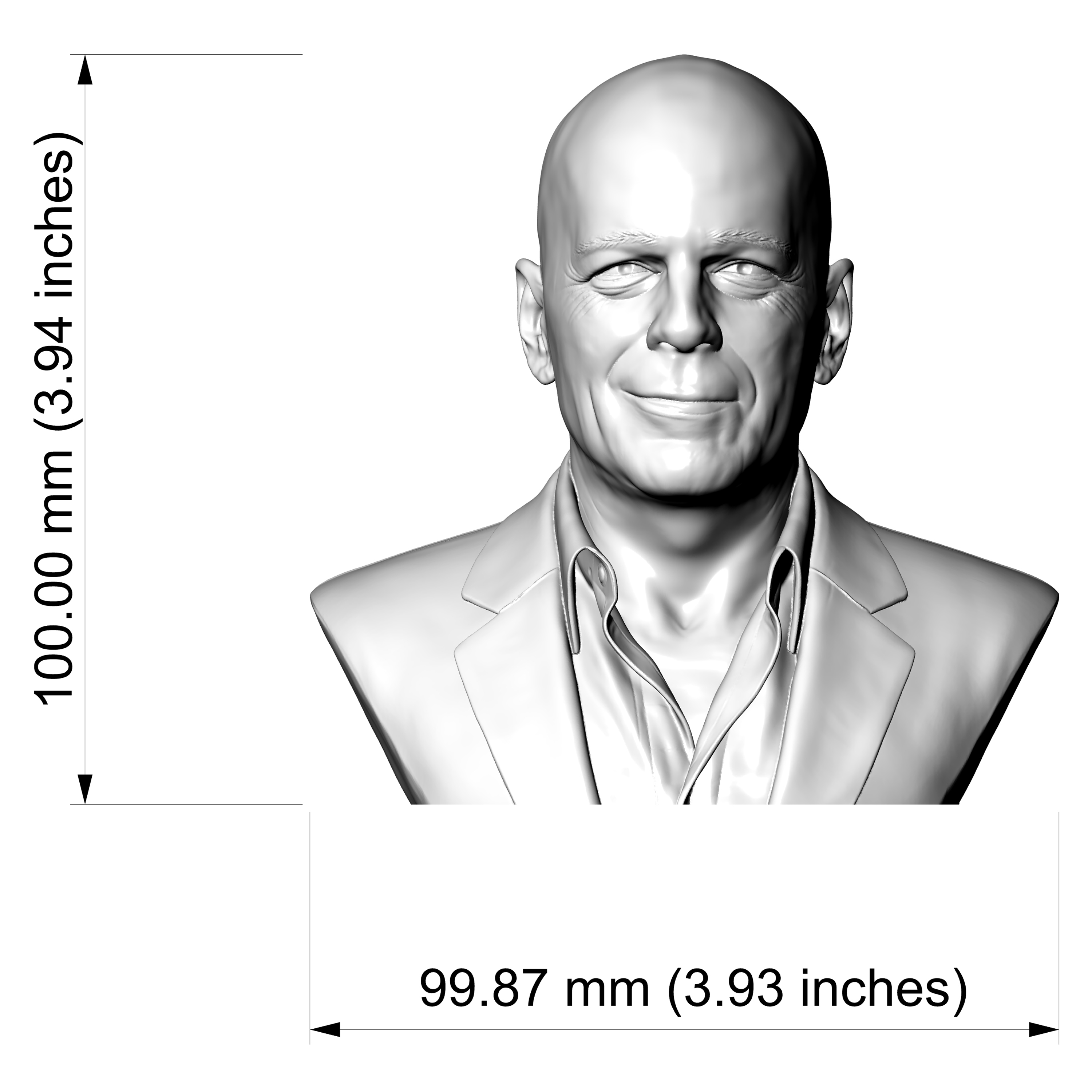 Bruce Willis 3D Printable Bust 3D Model