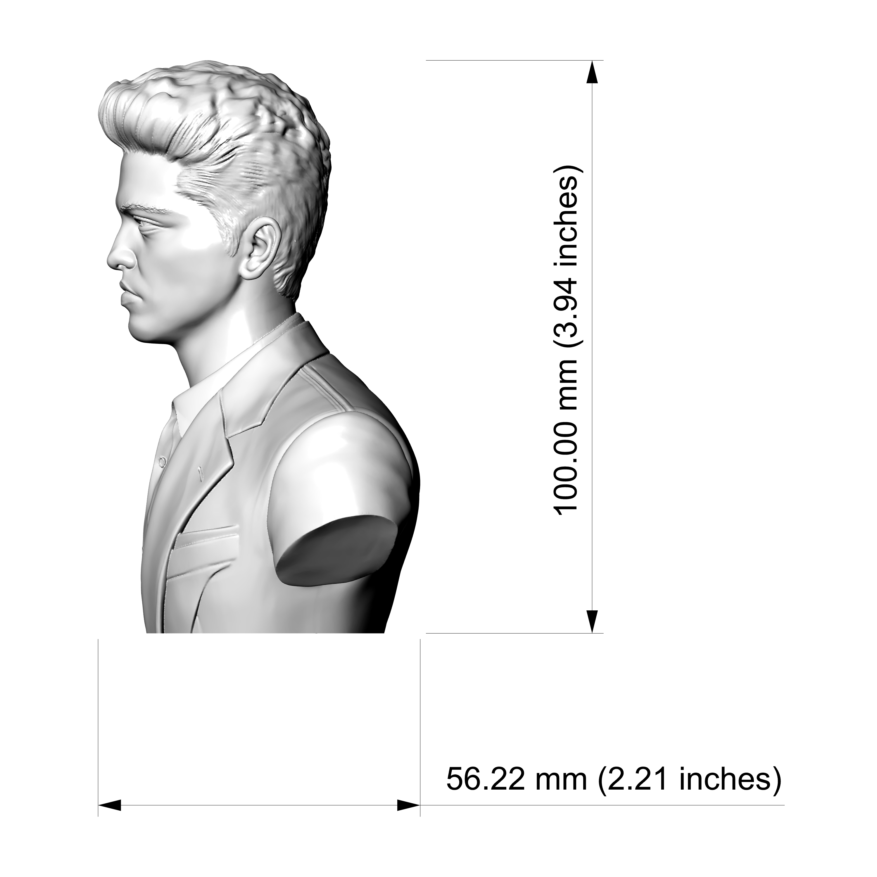 Bruno Mars 3D Printable Bust 3D Model
