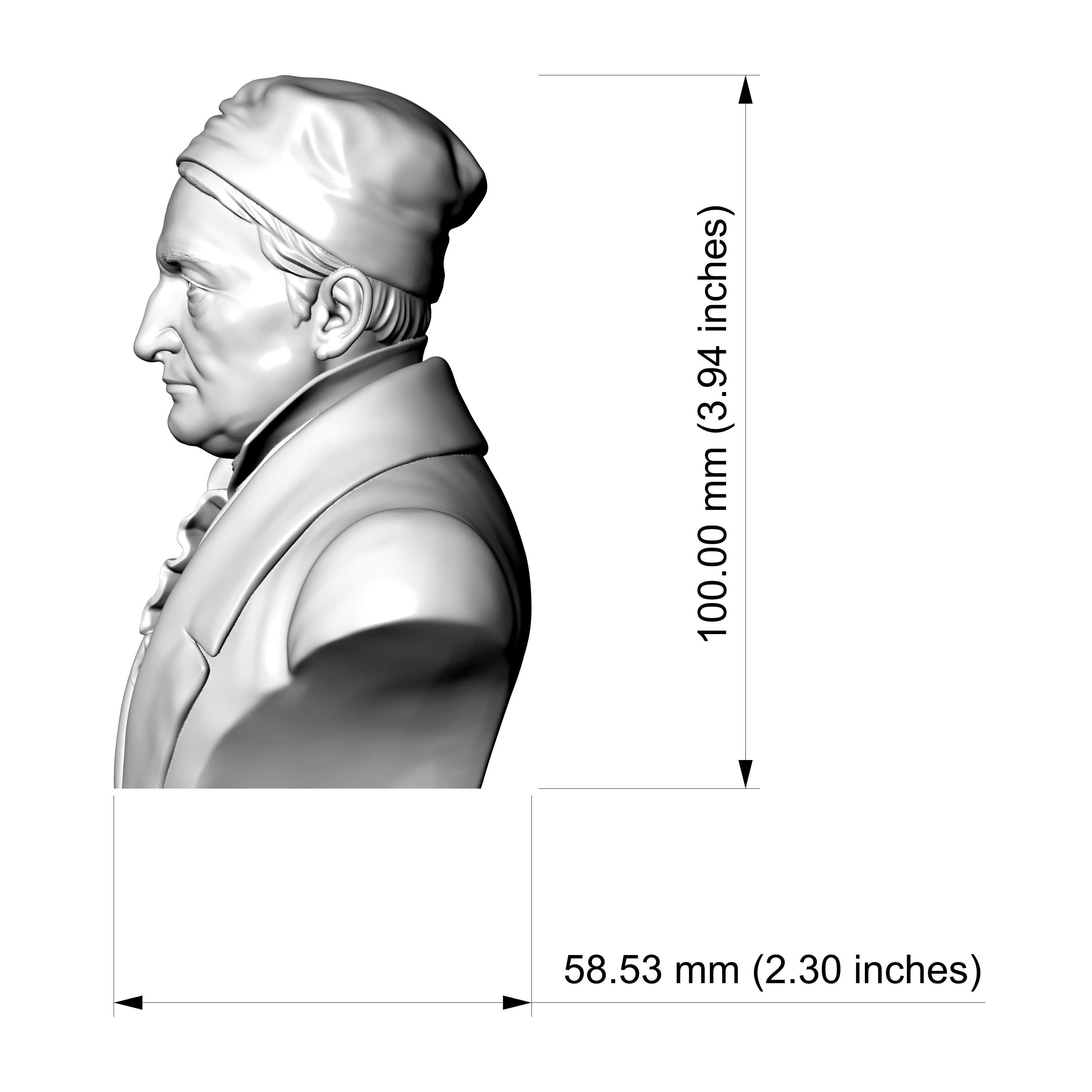 Carl Friedrich Gauss 3D Printable Bust 3D Model