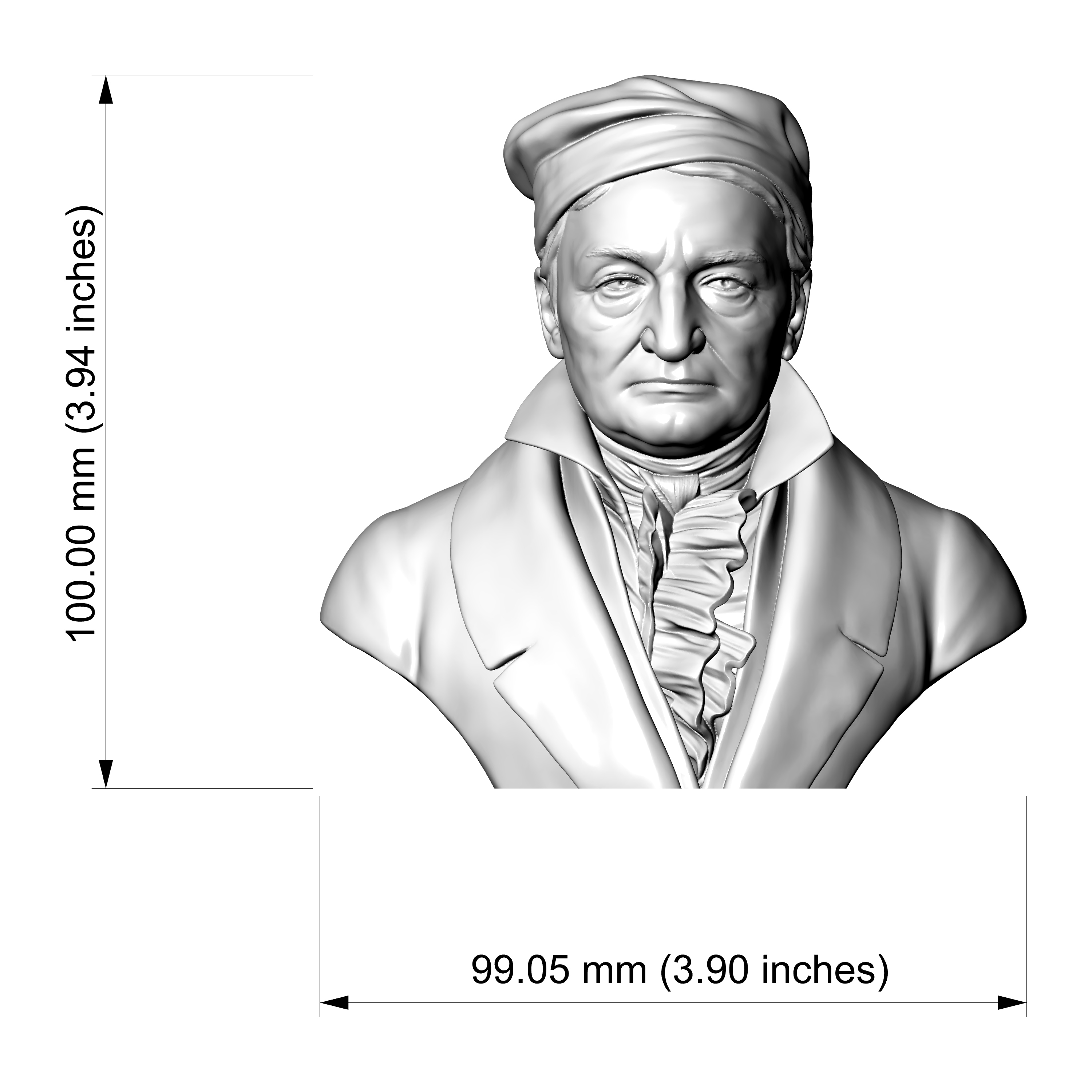 Carl Friedrich Gauss 3D Printable Bust 3D Model