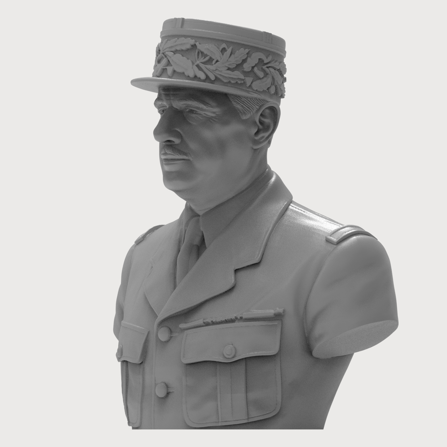 Charles de Gaulle 3D Printable Bust 3D Model