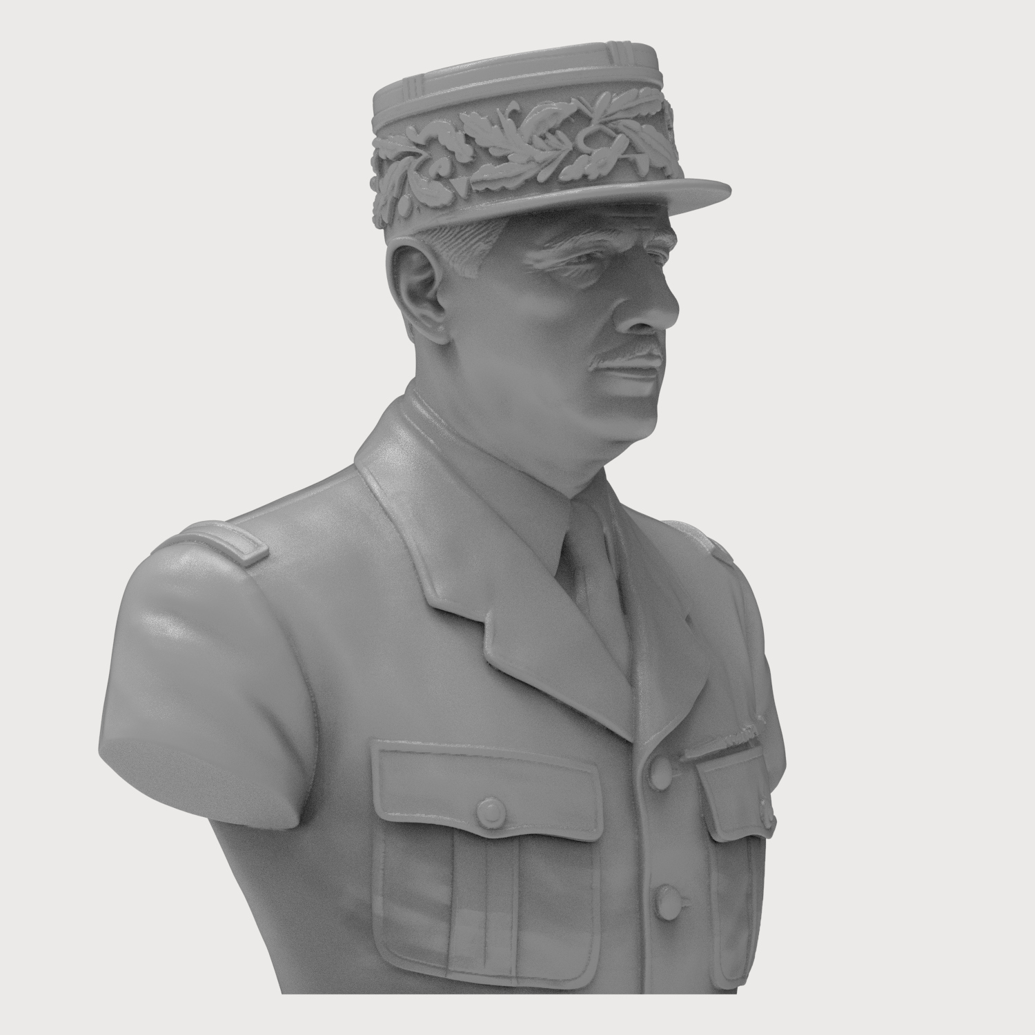 Charles de Gaulle 3D Printable Bust 3D Model