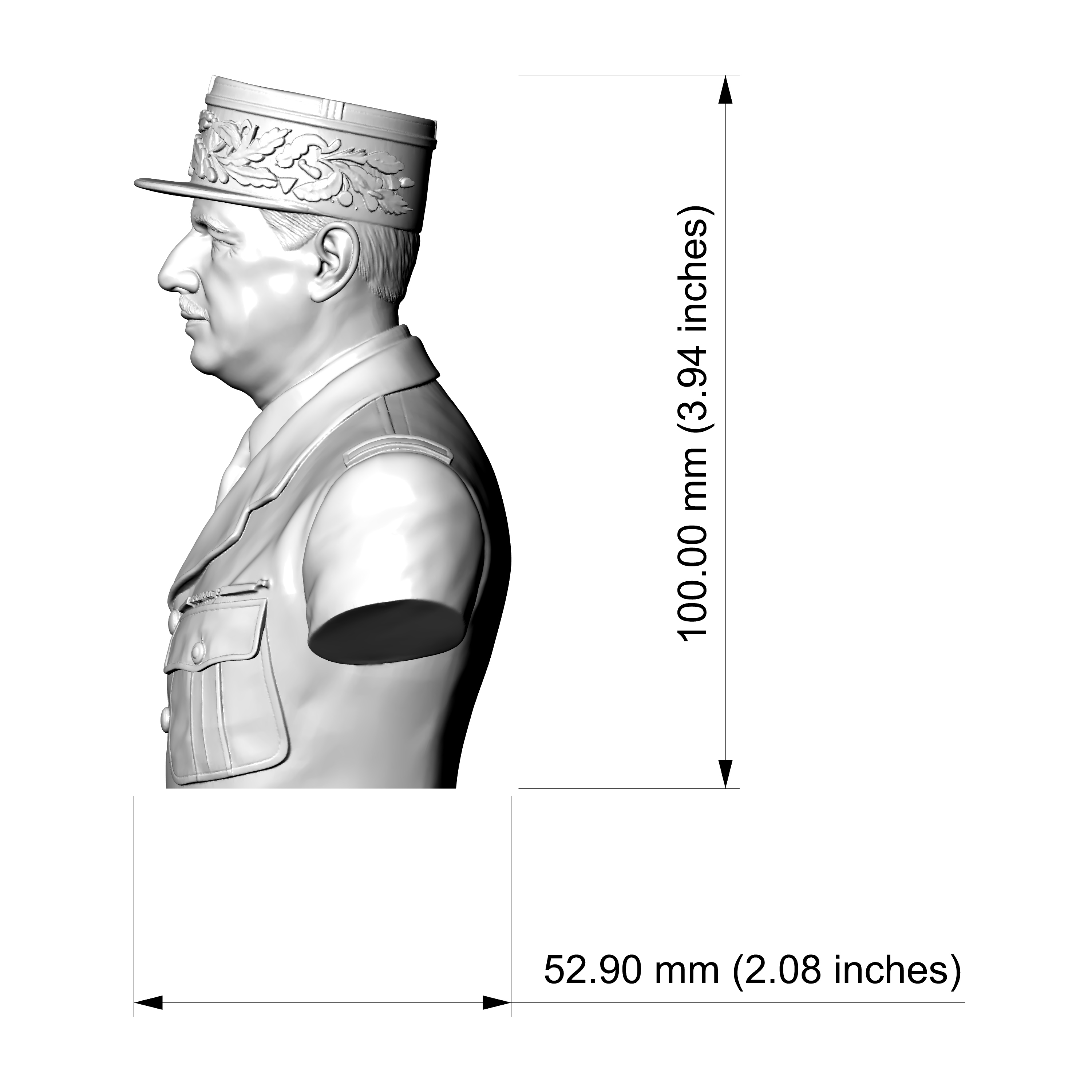 Charles de Gaulle 3D Printable Bust 3D Model