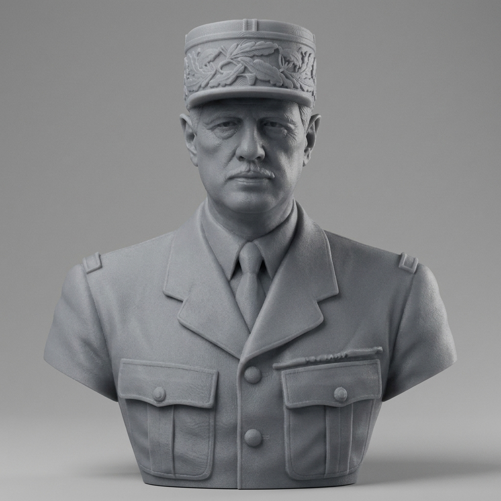 Charles de Gaulle 3D Printable Bust 3D Model