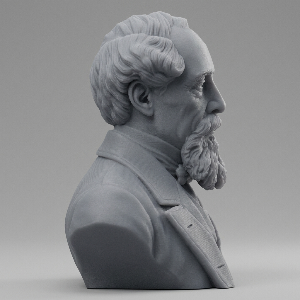 Charles Dickens 3D Printable Bust 3D Model