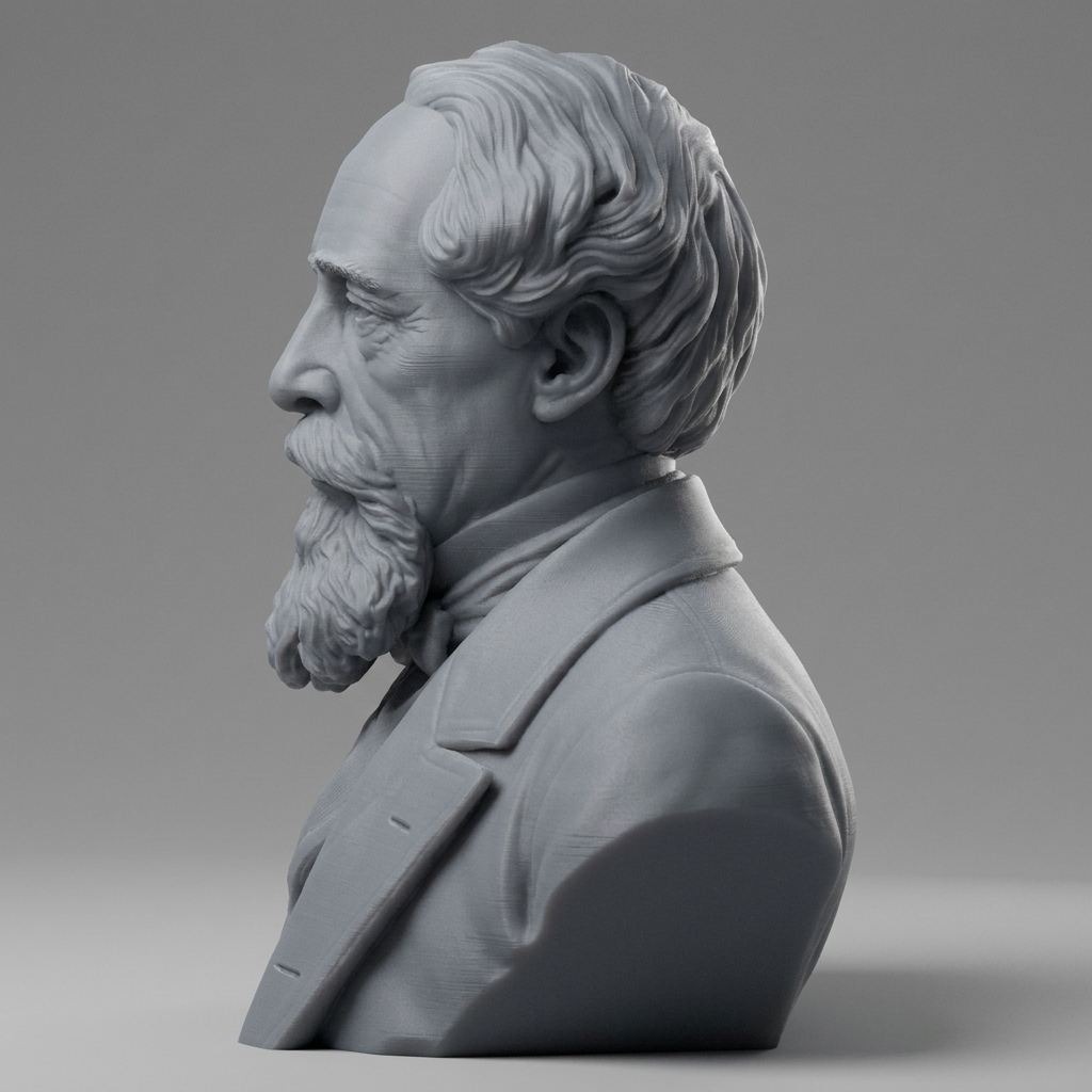 Charles Dickens 3D Printable Bust 3D Model
