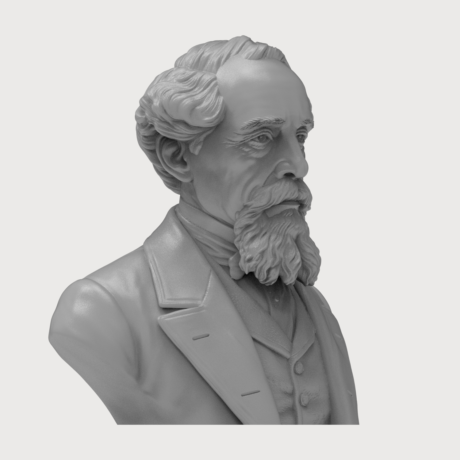 Charles Dickens 3D Printable Bust 3D Model