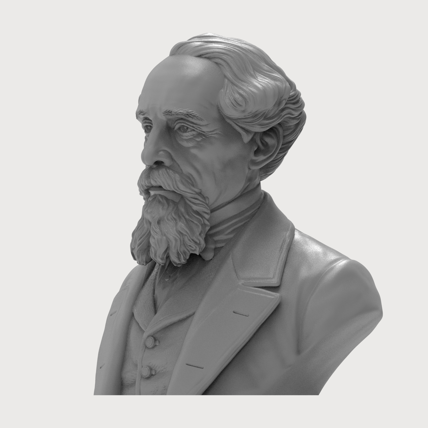 Charles Dickens 3D Printable Bust 3D Model