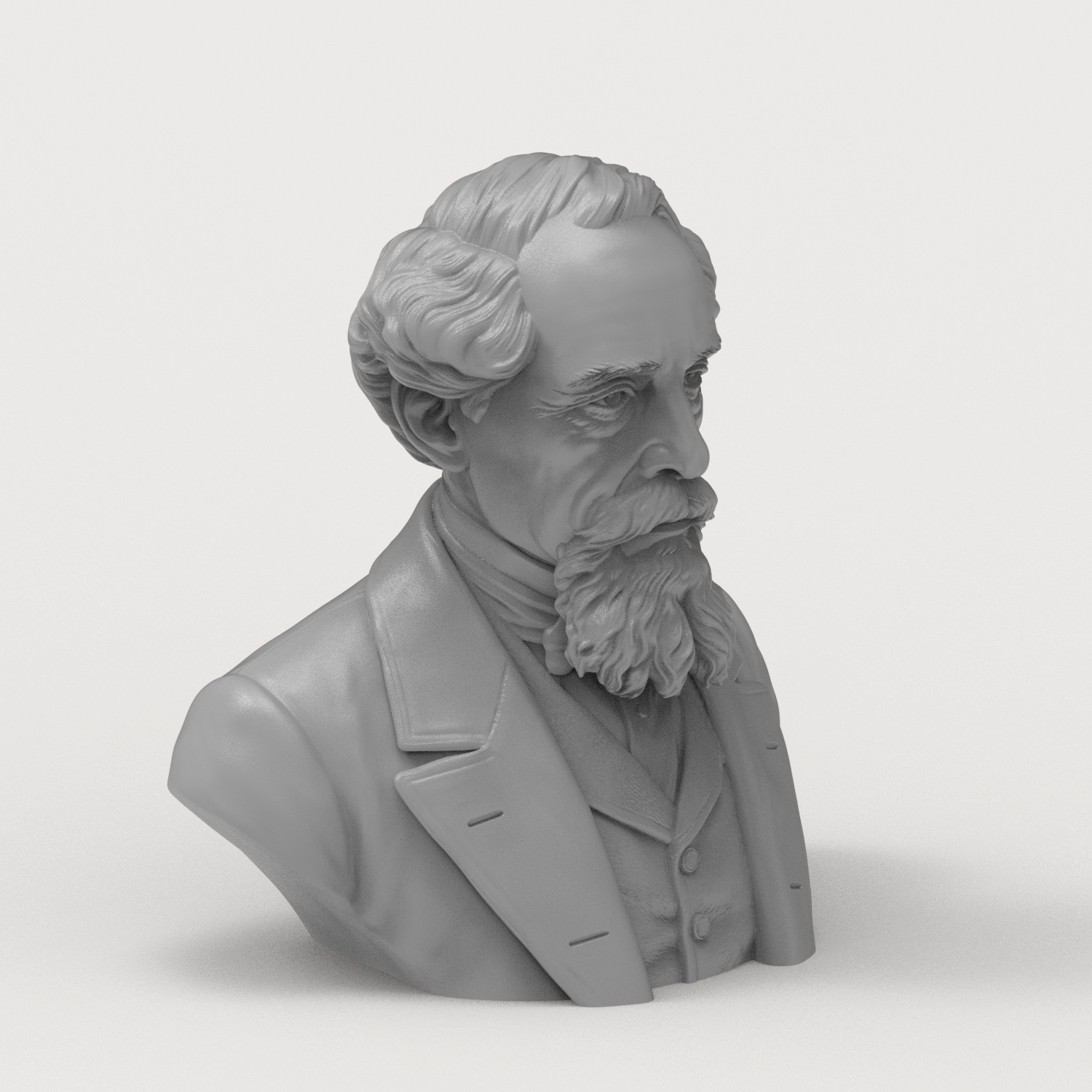 Charles Dickens 3D Printable Bust 3D Model