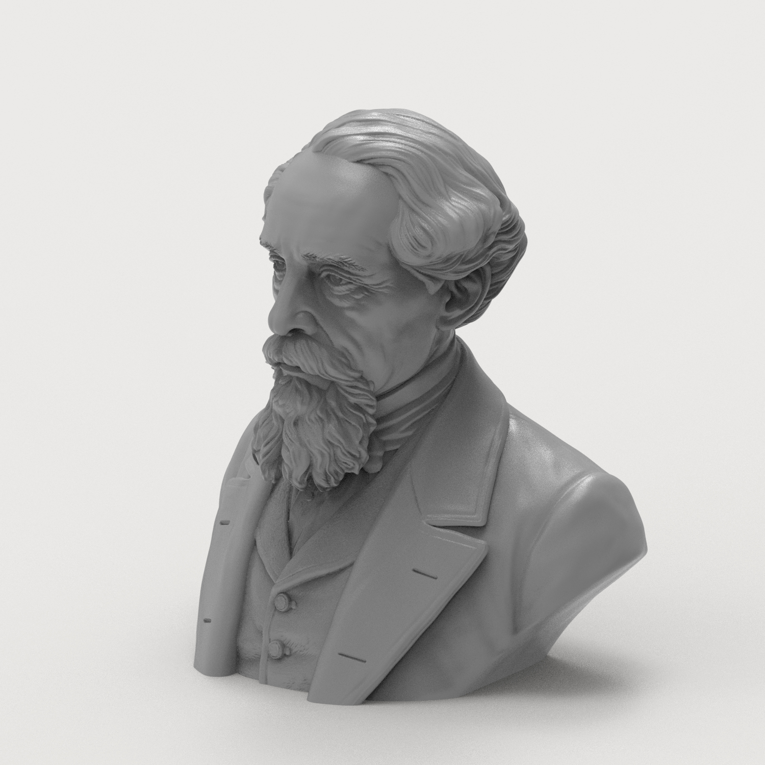 Charles Dickens 3D Printable Bust 3D Model