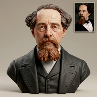 Charles Dickens 3D Printable Bust