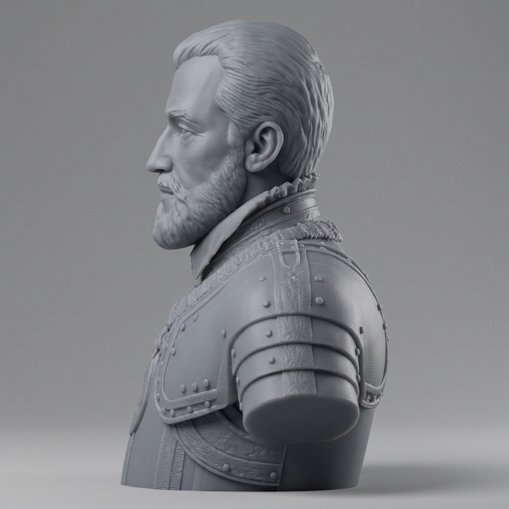 Charles V Holy Roman Emperor Portrait Bust 3D Model