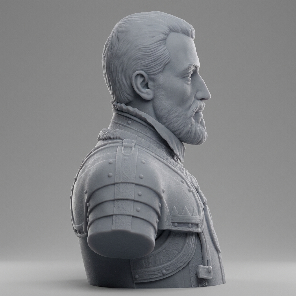 Charles V Holy Roman Emperor Portrait Bust 3D Model