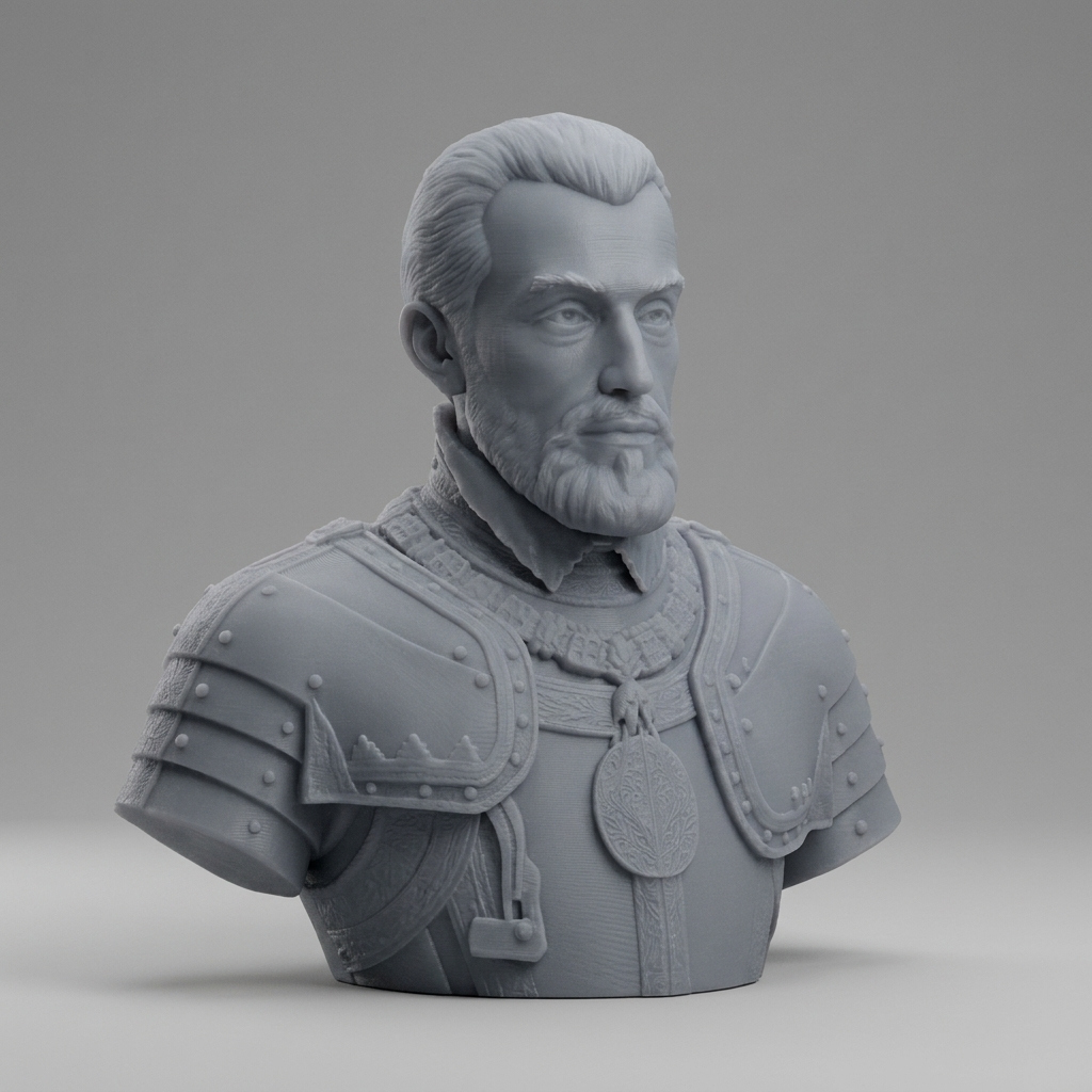 Charles V Holy Roman Emperor Portrait Bust 3D Model