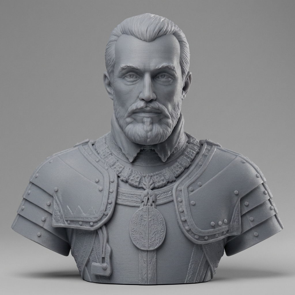 Charles V Holy Roman Emperor Portrait Bust 3D Model
