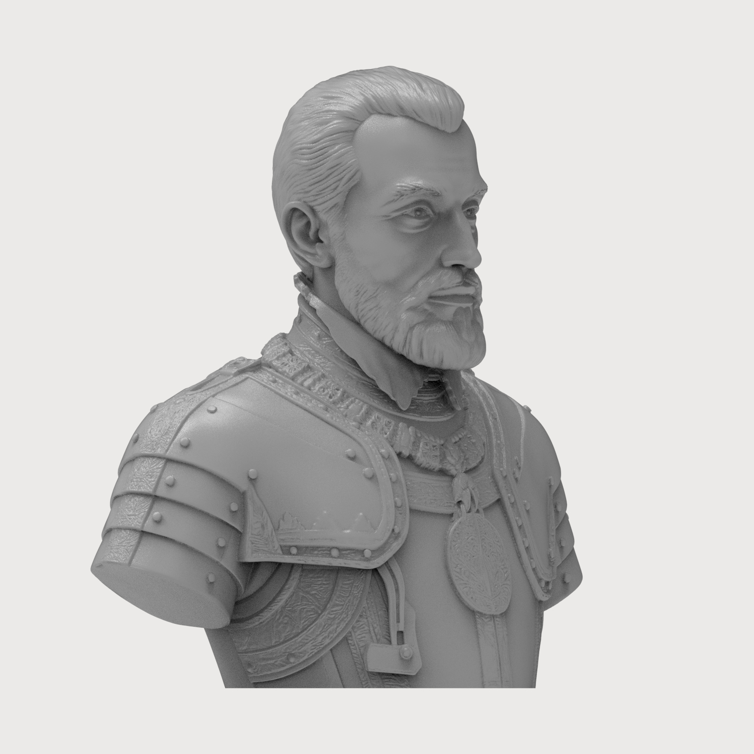 Charles V Holy Roman Emperor Portrait Bust 3D Model
