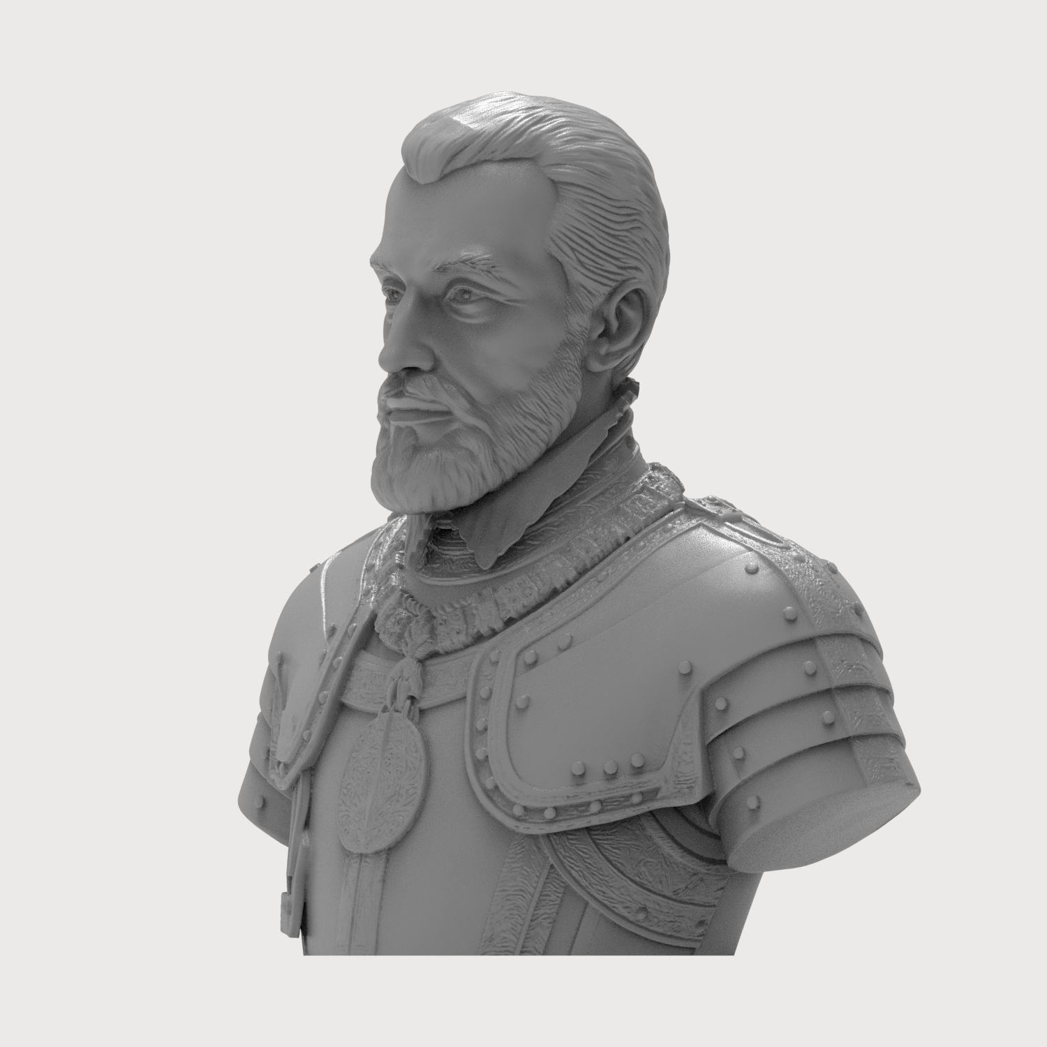 Charles V Holy Roman Emperor Portrait Bust 3D Model