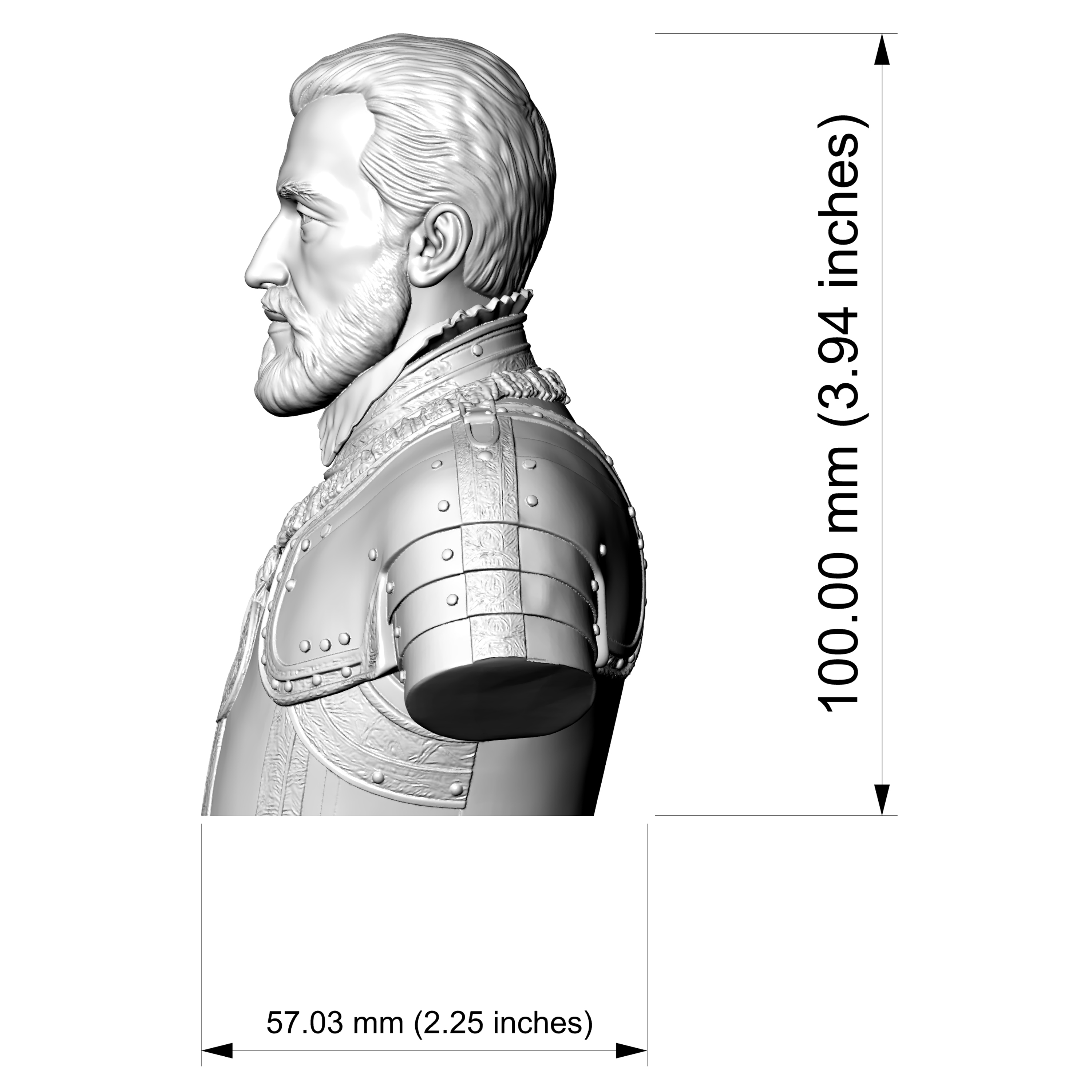 Charles V Holy Roman Emperor Portrait Bust 3D Model