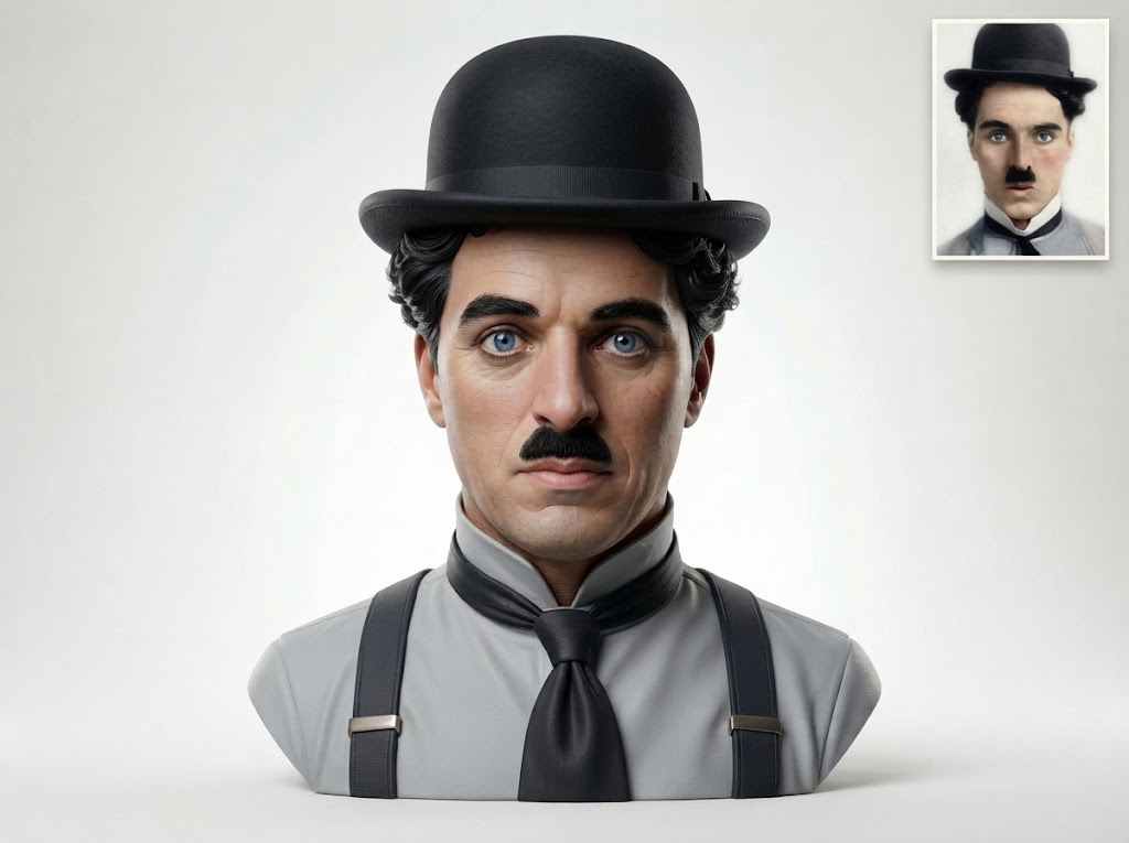 Charlie Chaplin Bust 3D Model