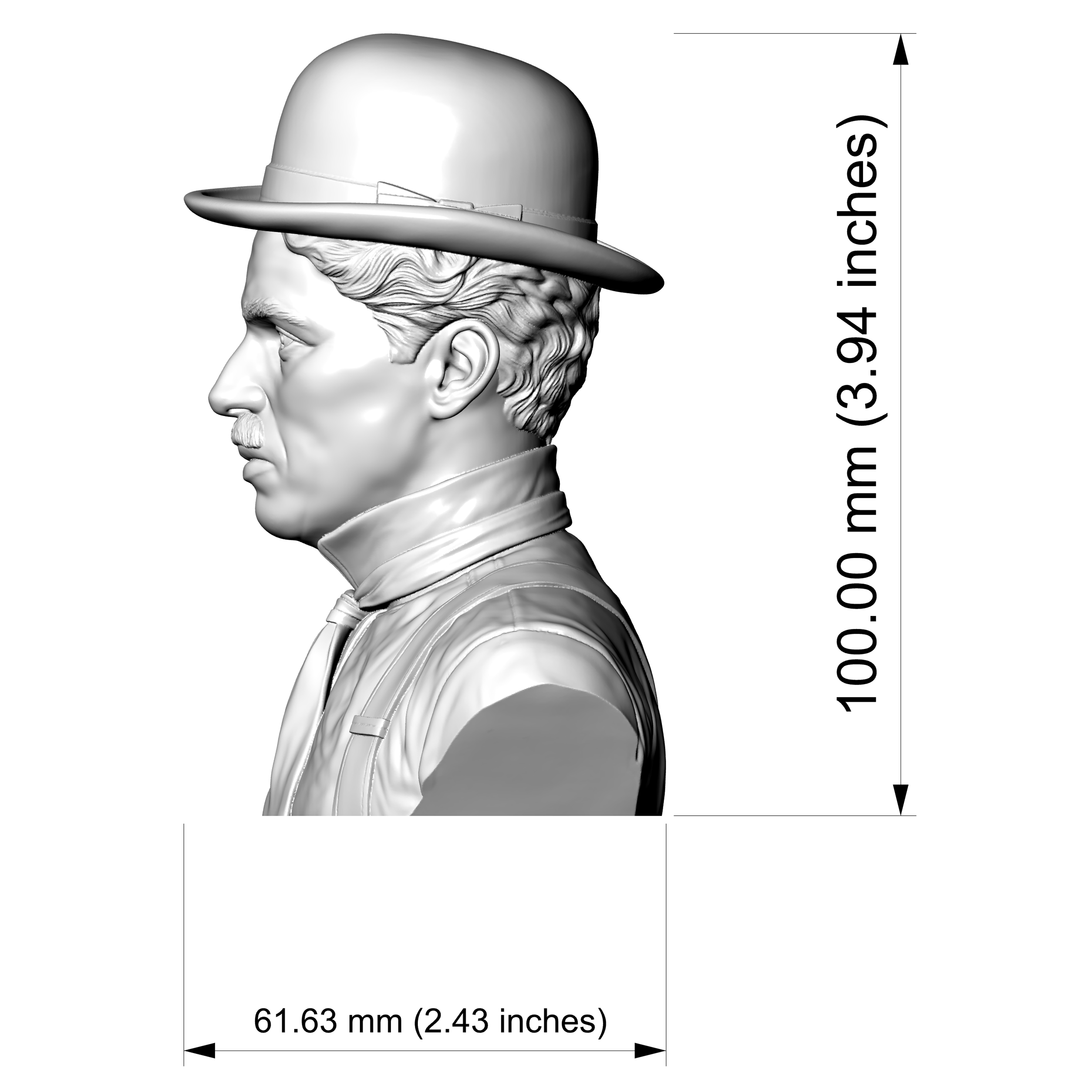 Charlie Chaplin Bust 3D Model