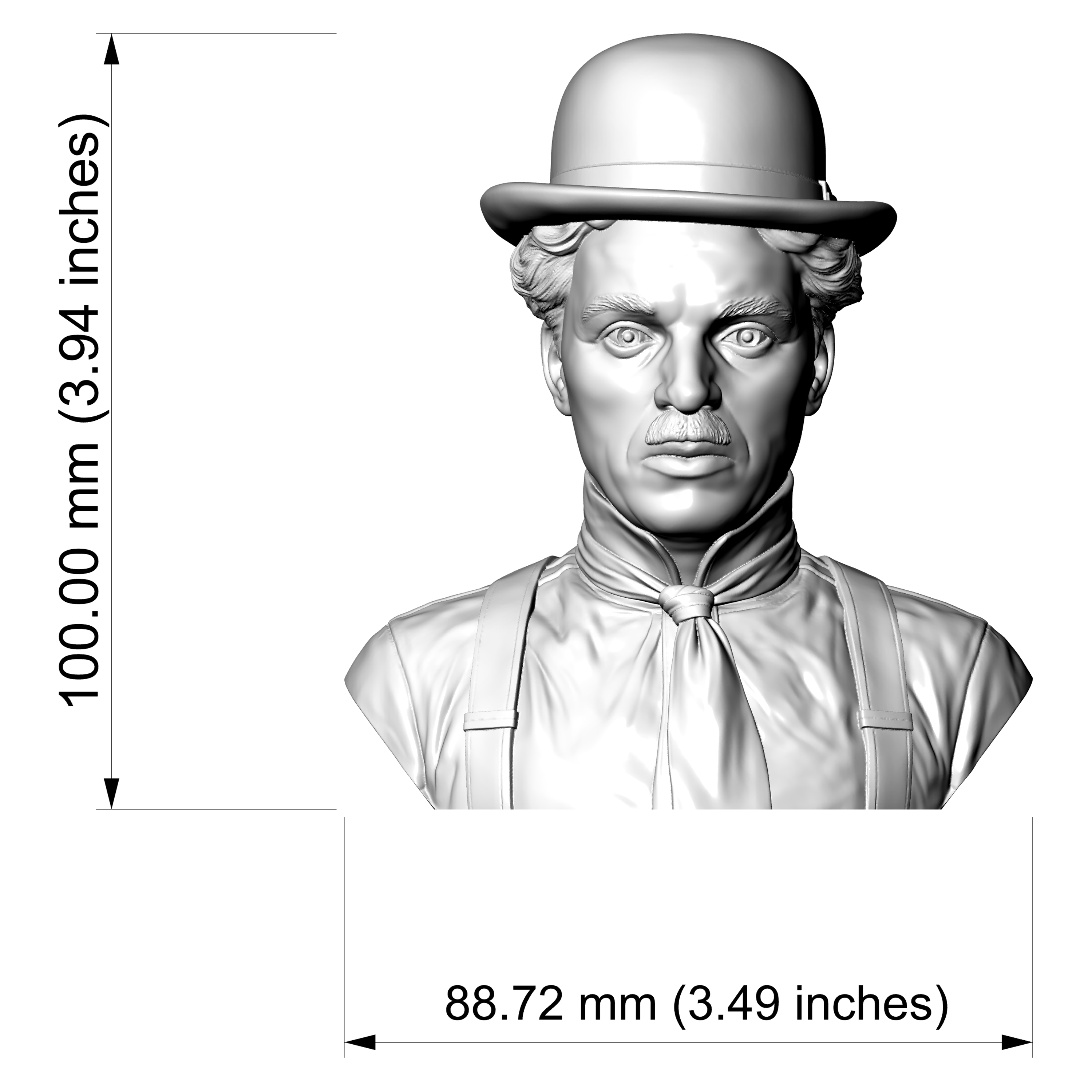 Charlie Chaplin Bust 3D Model