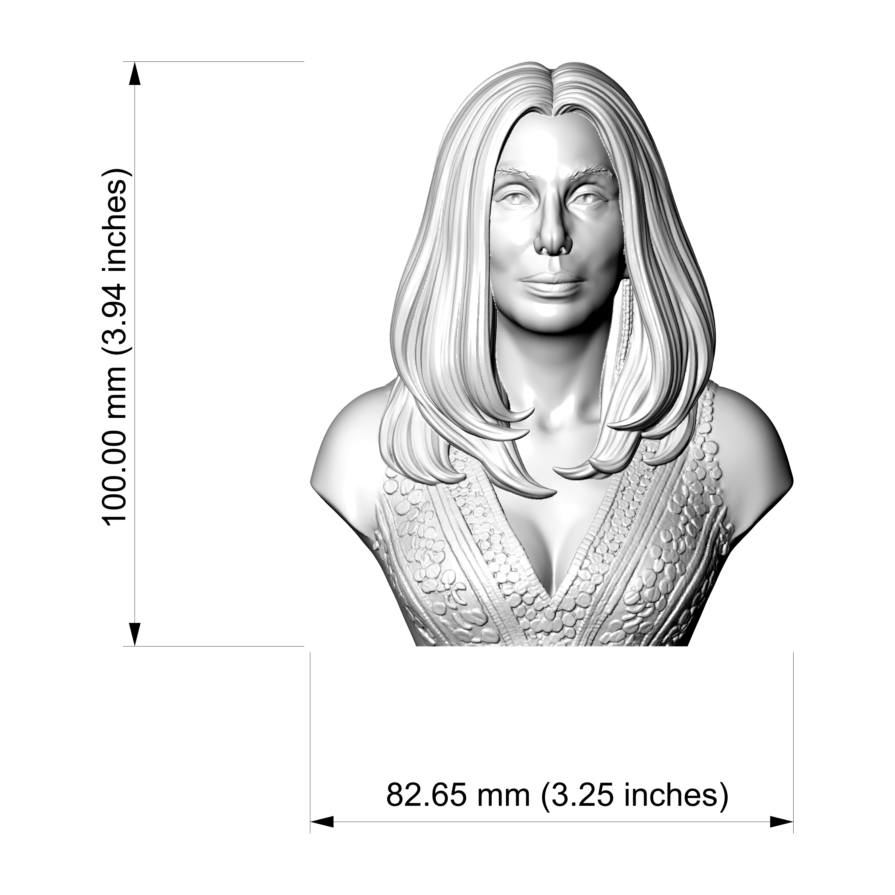 Cher 3D Printable Bust 3D Model
