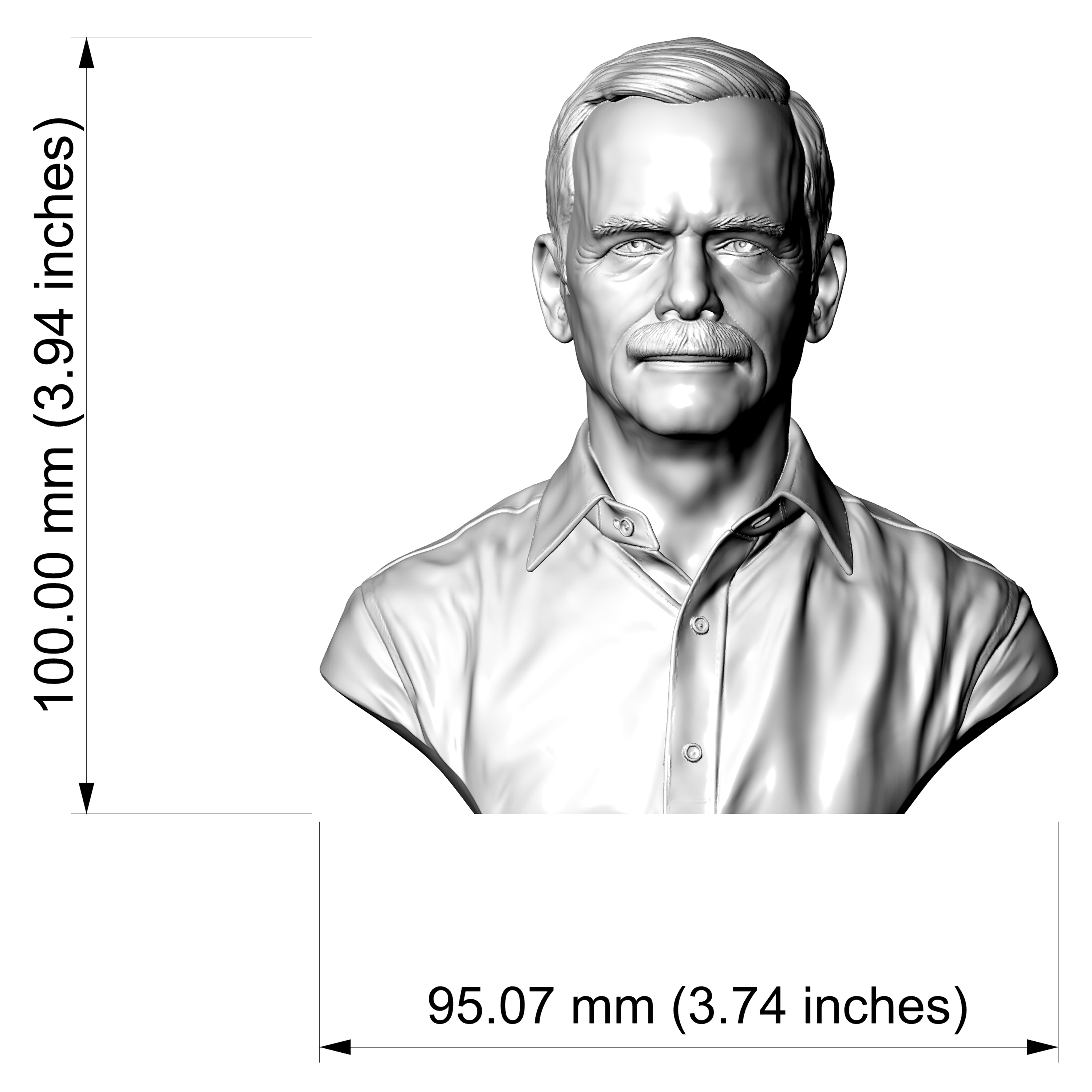 Chris Hadfield Canadian Astronaut Bust 3D Model