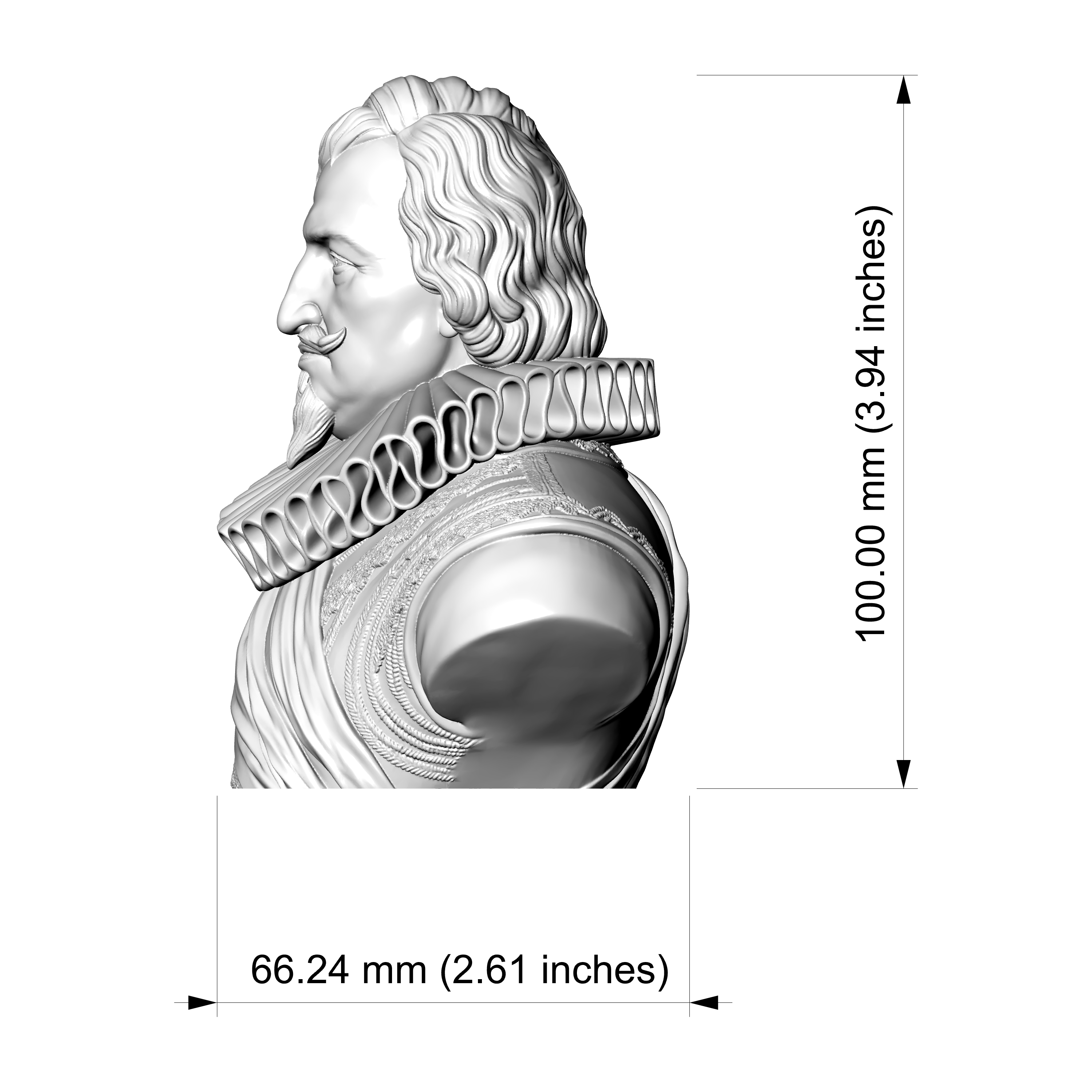 Christian IV King of Denmark 3D Printable Bust 3D Model