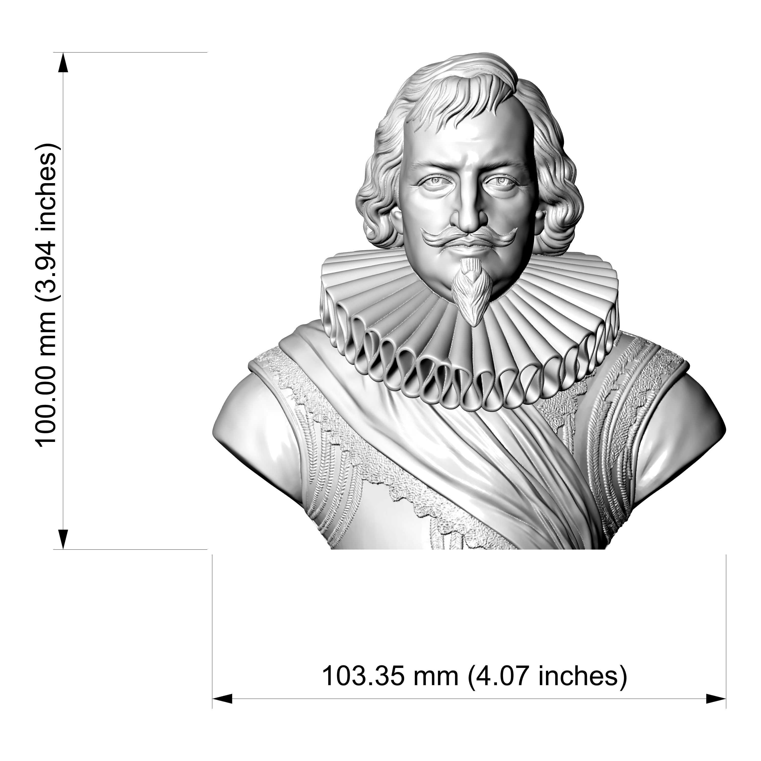 Christian IV King of Denmark 3D Printable Bust 3D Model